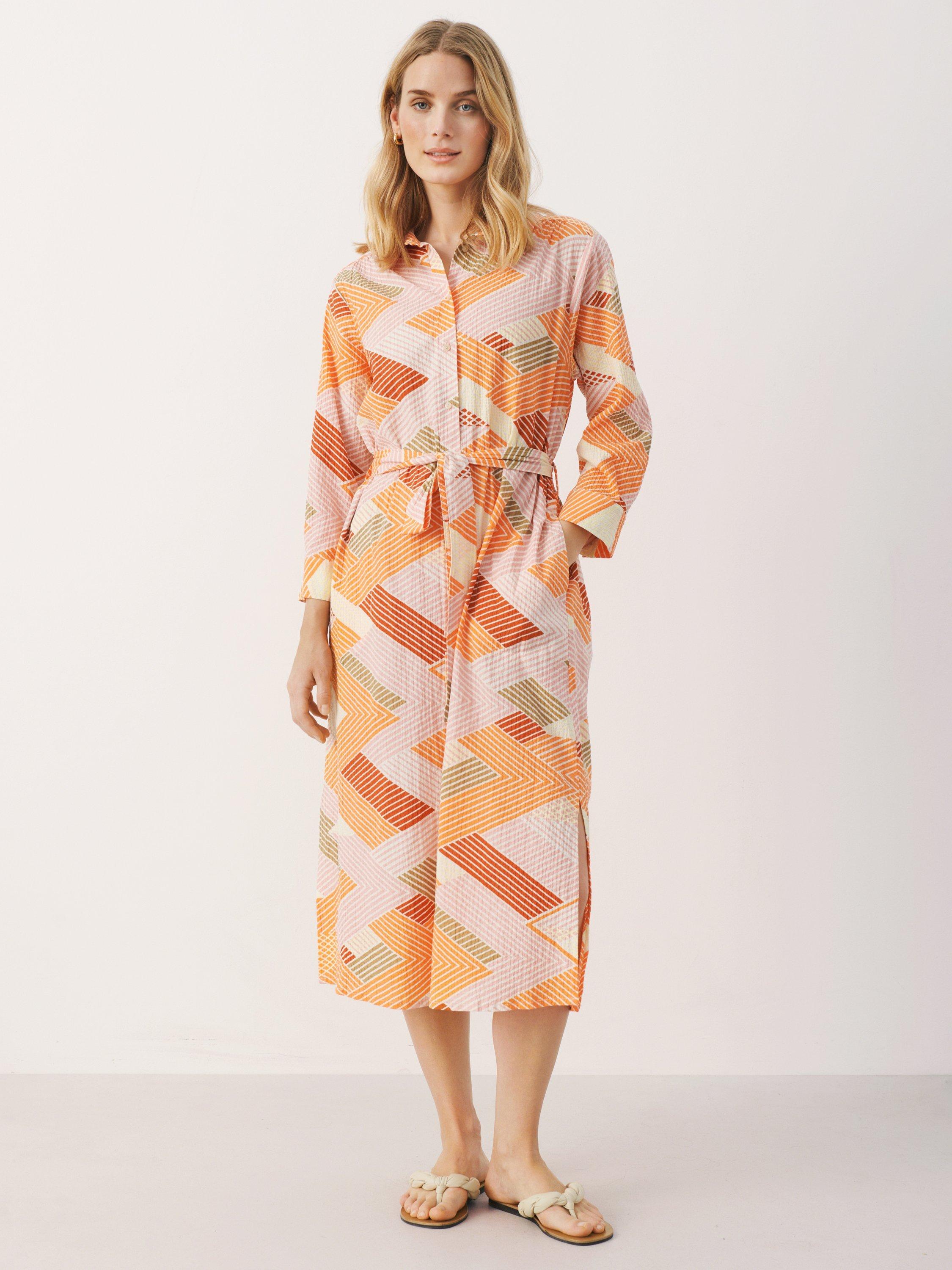 Product image 1 of 8, which shows Part Two Binti Zig Zag Shirt Dress, Mandarin Orange, 10