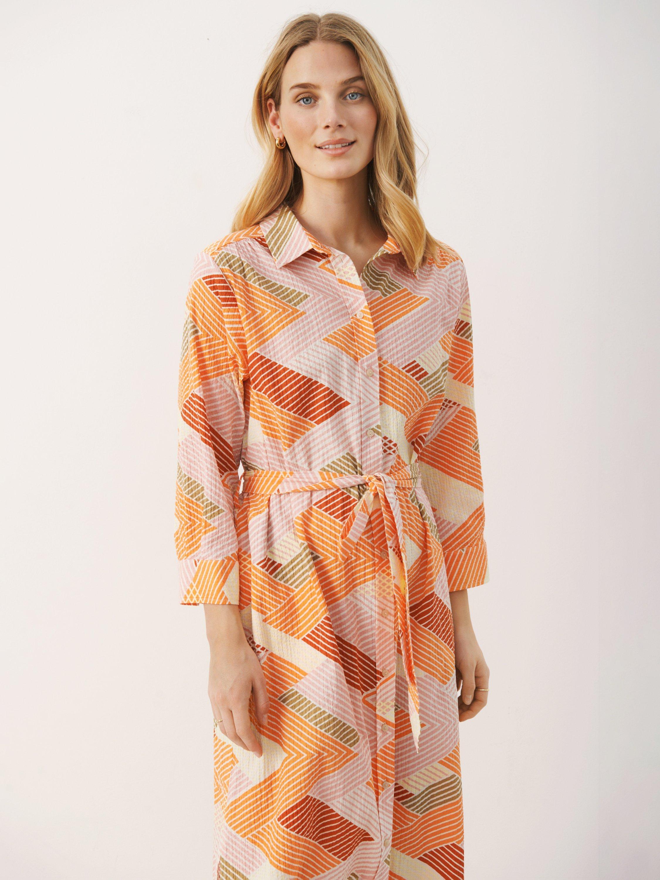 Product image 3 of 8, which shows Part Two Binti Zig Zag Shirt Dress, Mandarin Orange, 10