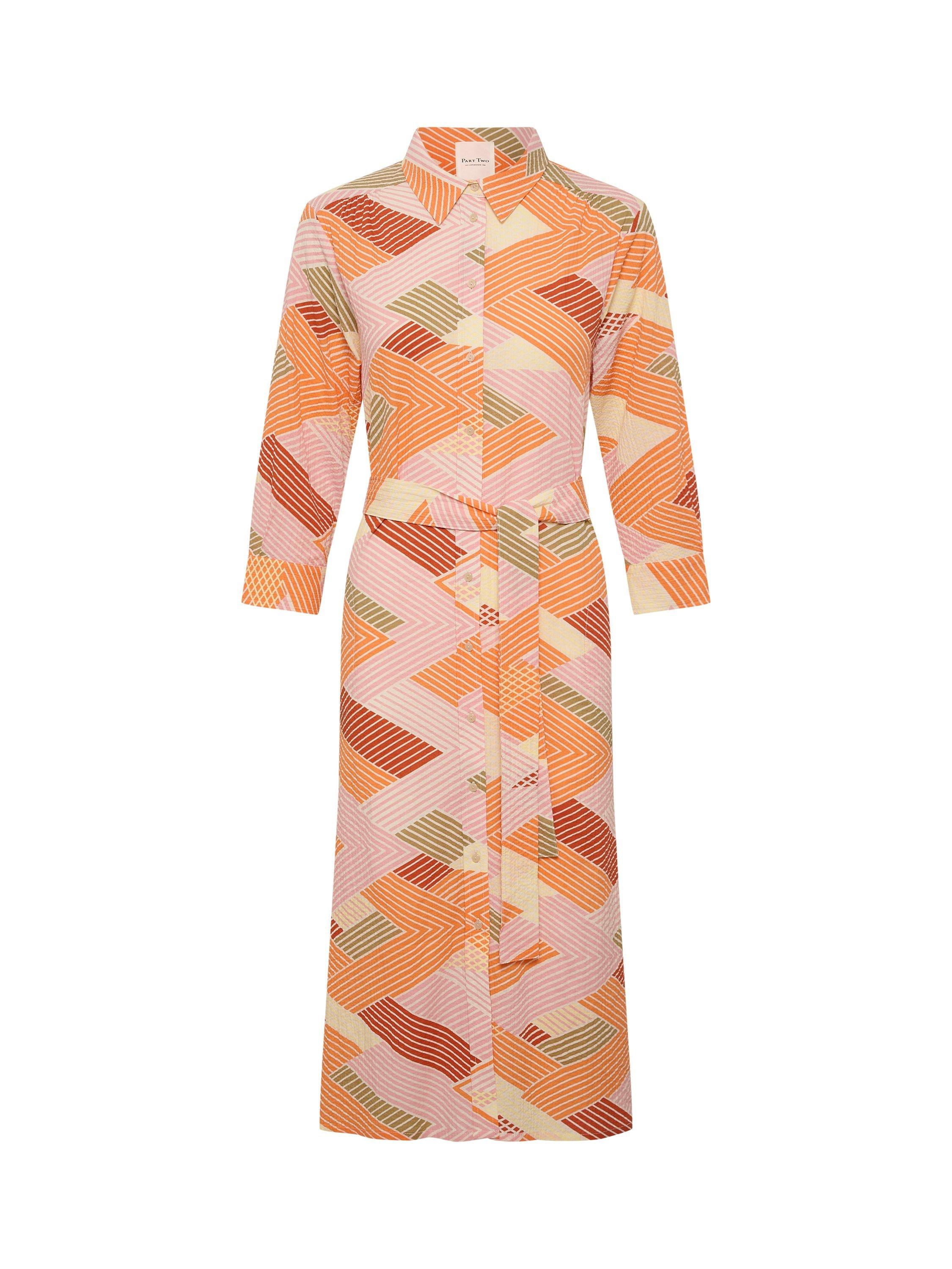 Product image 5 of 8, which shows Part Two Binti Zig Zag Shirt Dress, Mandarin Orange, 10