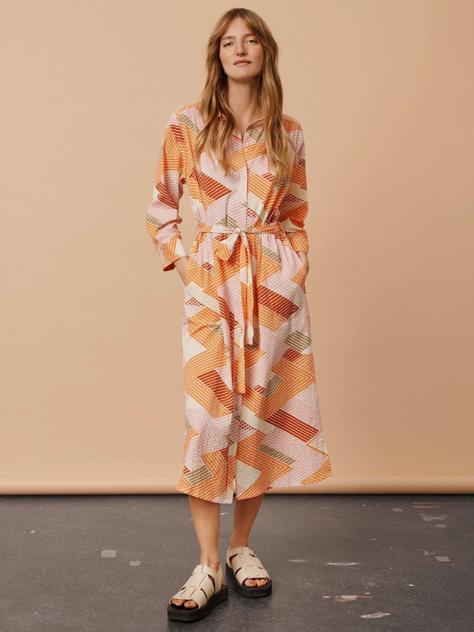 Product image 7 of 8, which shows Part Two Binti Zig Zag Shirt Dress, Mandarin Orange, 10