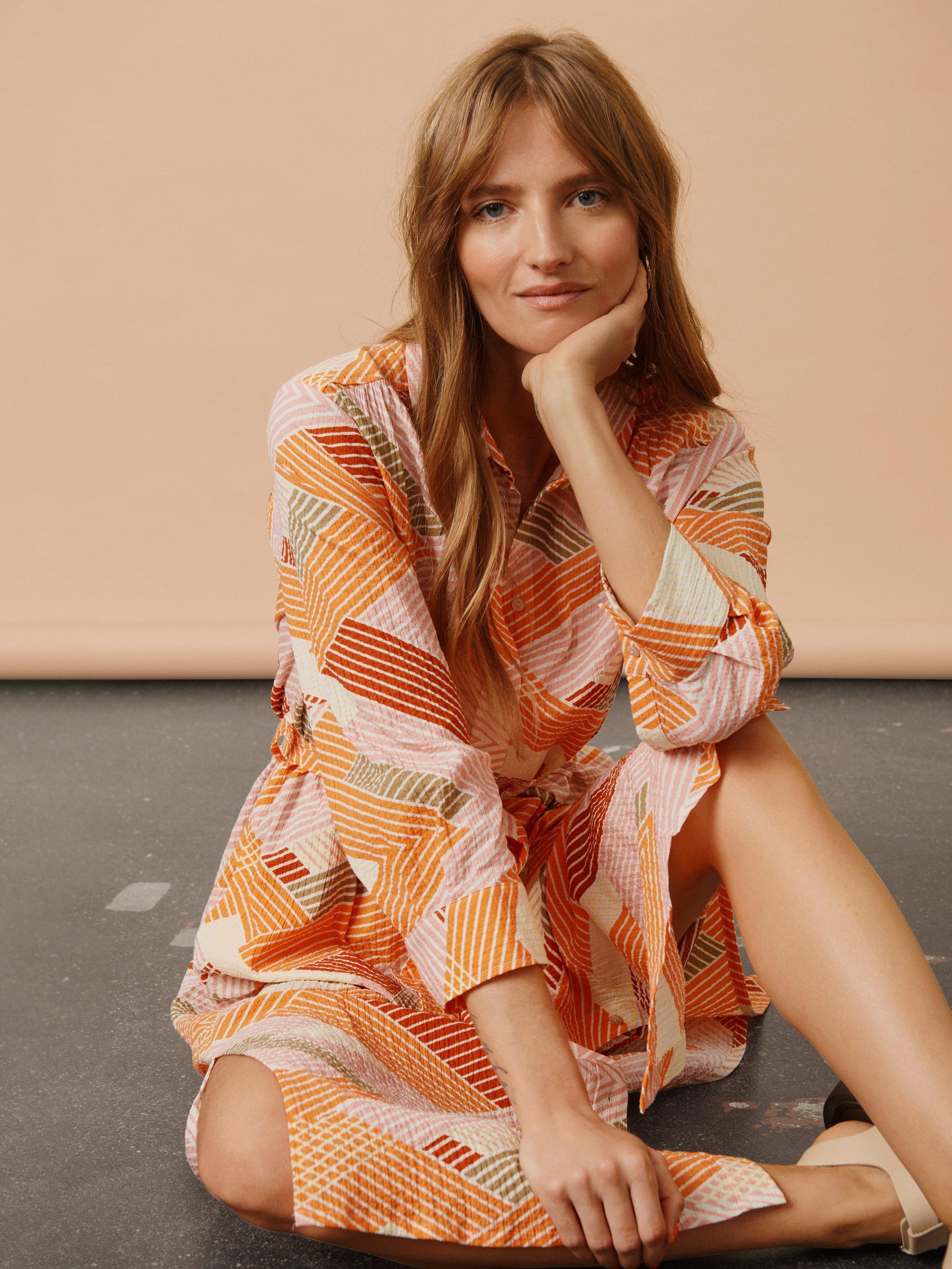 Product image 8 of 8, which shows Part Two Binti Zig Zag Shirt Dress, Mandarin Orange, 10