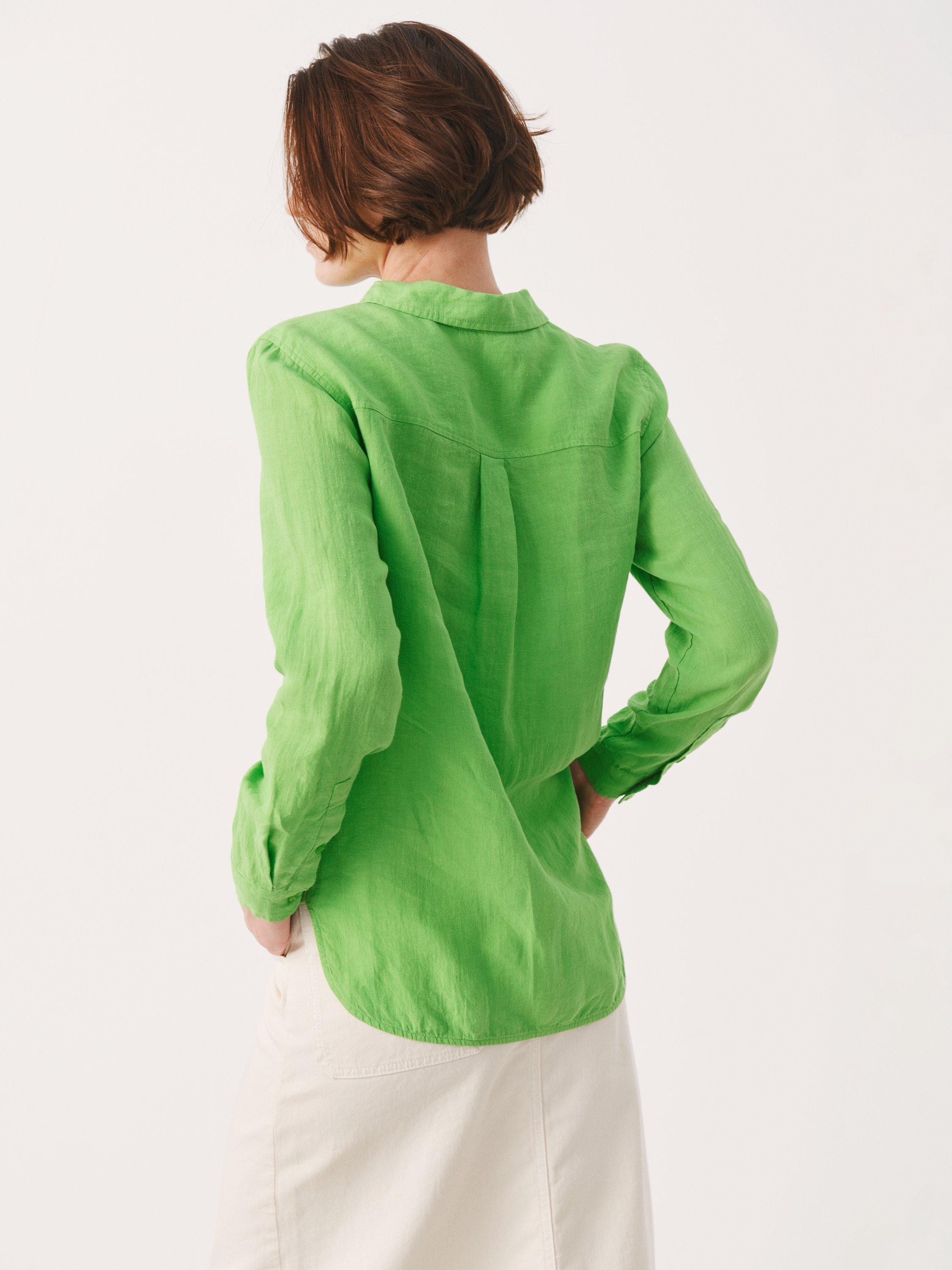Product image 2 of 6, which shows Part Two Kivas Long Sleeve Pure Linen Shirt, Grass Green, 8