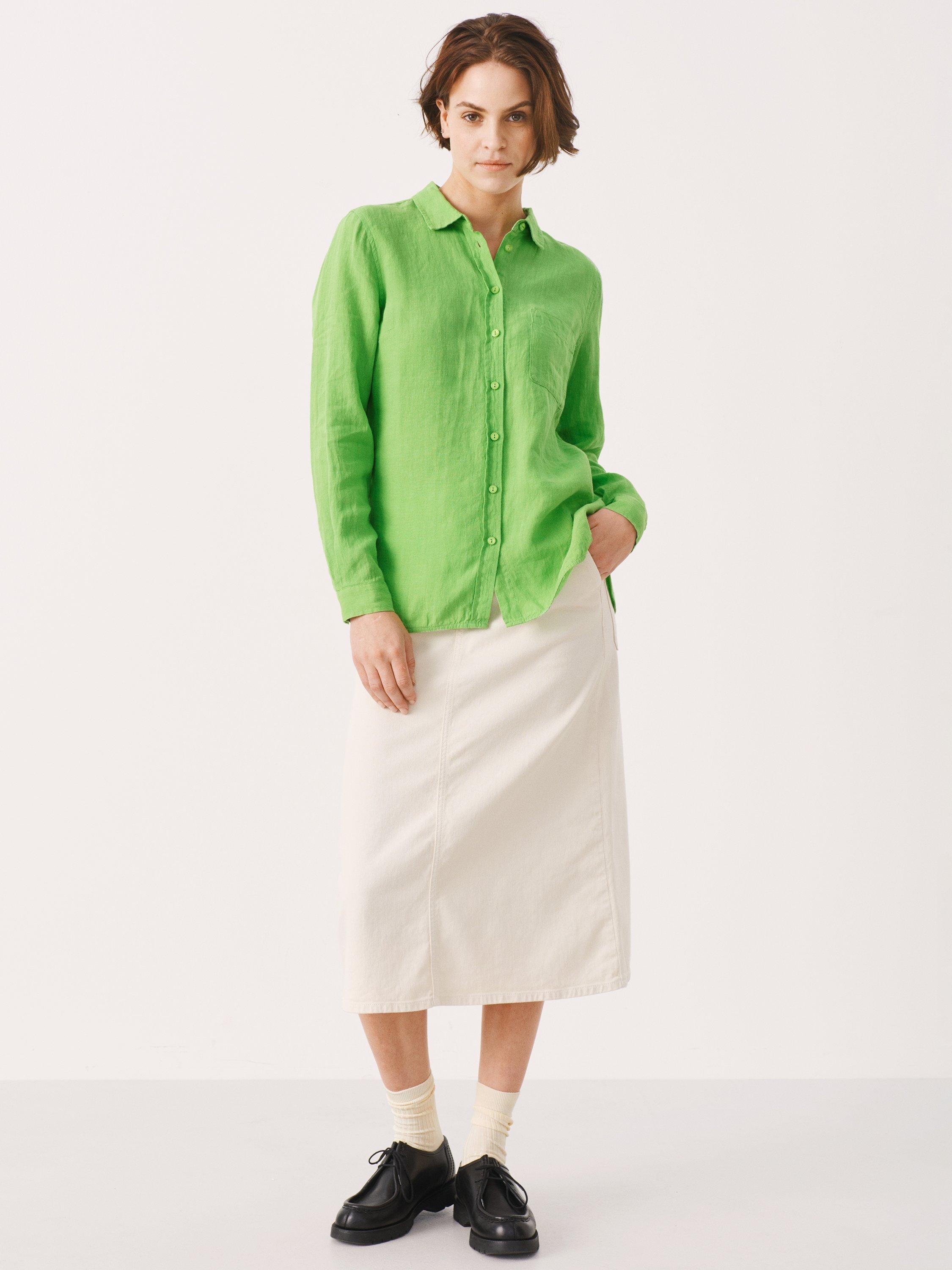 Product image 3 of 6, which shows Part Two Kivas Long Sleeve Pure Linen Shirt, Grass Green, 8