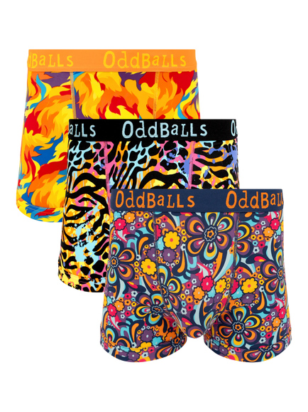 OddBalls Patterned Boxer Shorts, Pack of 3, Multi, Multi