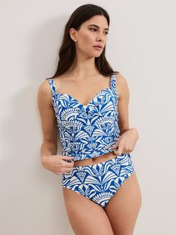 Phase Eight Tile Print Ruched Tankini Top, Blue/Multi, Blue/Multi