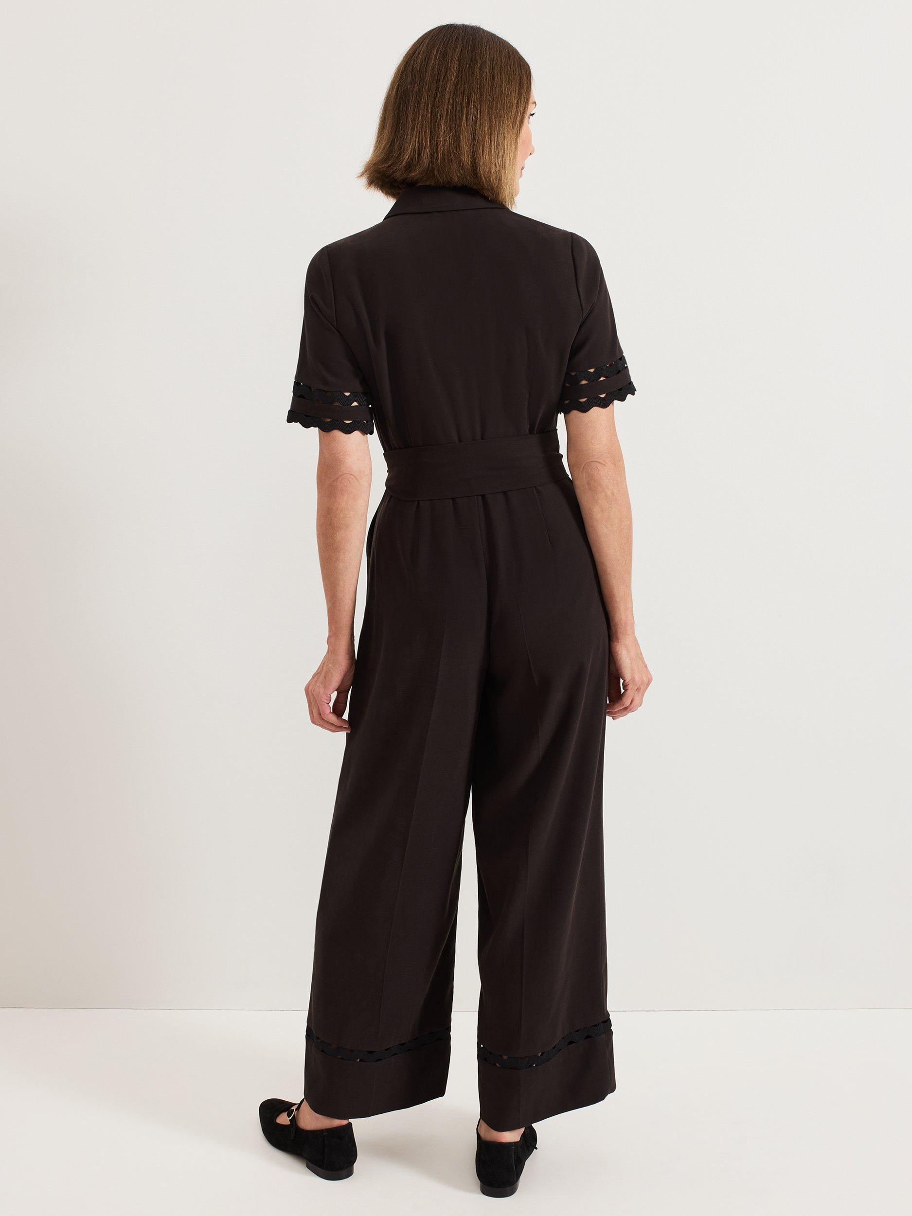 Product image 2 of 10, which shows Phase Eight Bloomfield Shirt Jumpsuit containing TENCEL™ Lyocell, Black, 12
