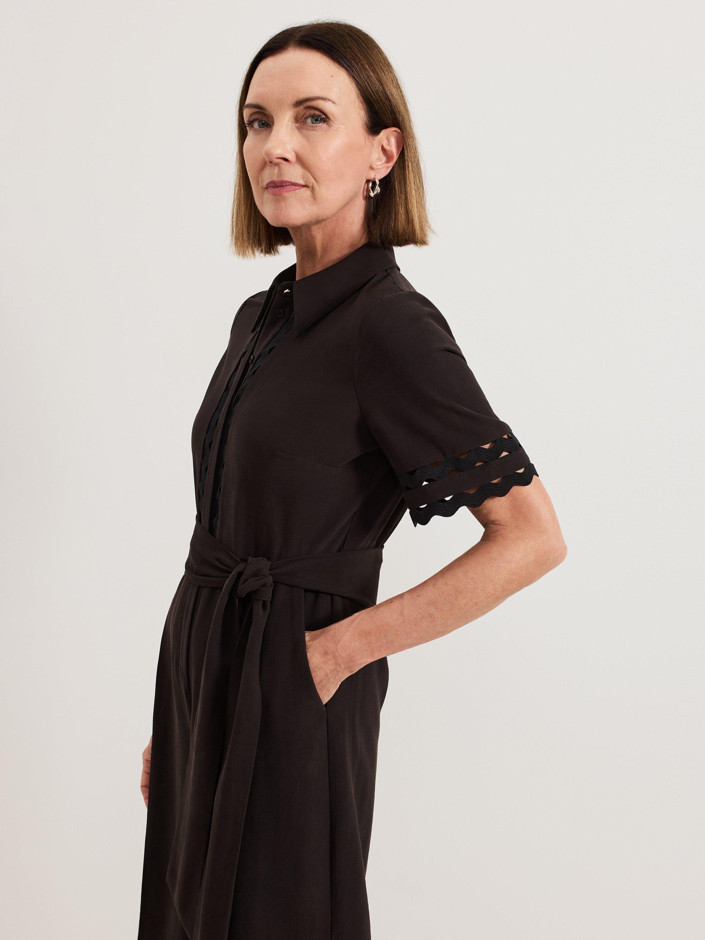 Product image 4 of 10, which shows Phase Eight Bloomfield Shirt Jumpsuit containing TENCEL™ Lyocell, Black, 12