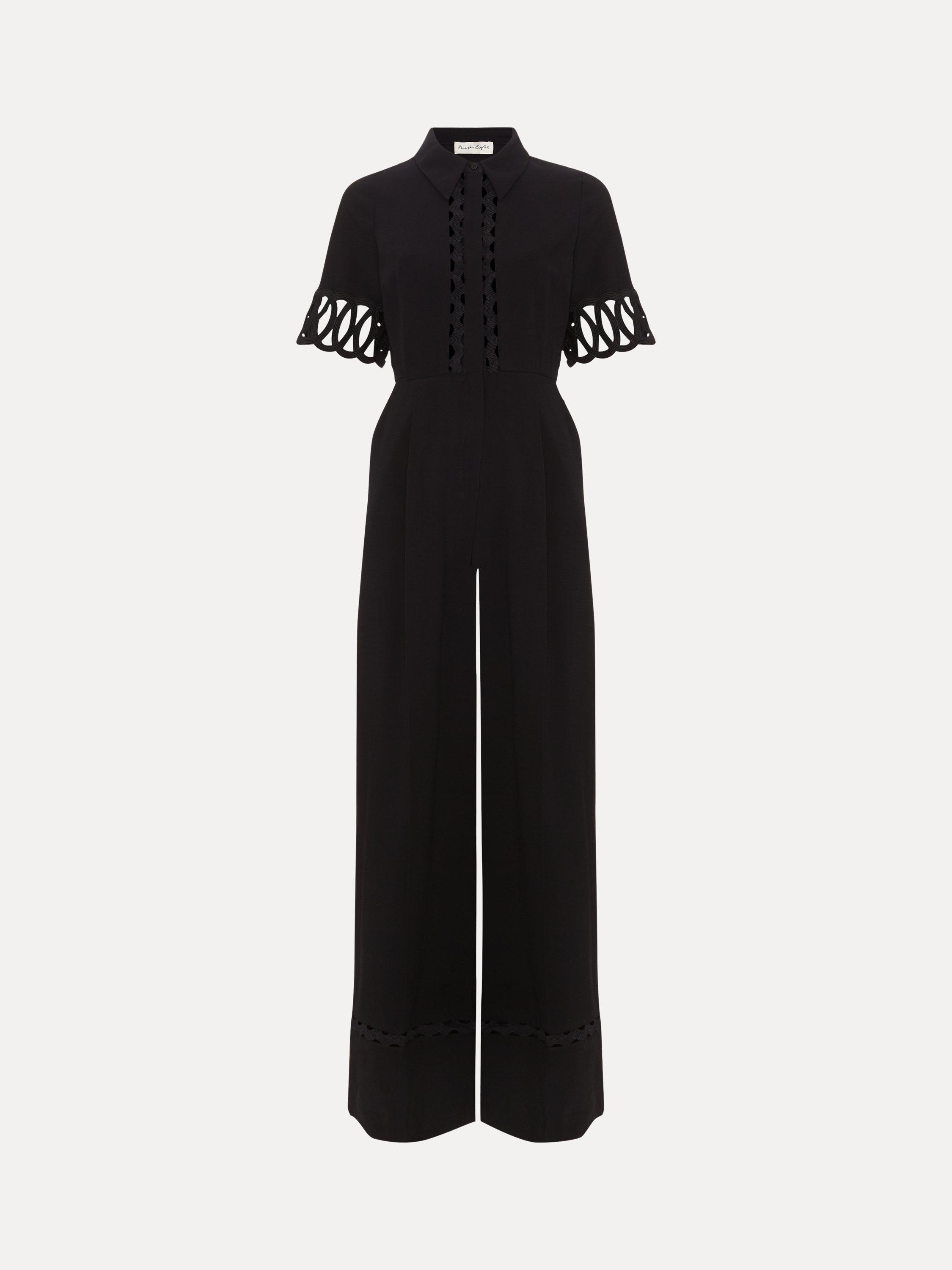 Product image 5 of 10, which shows Phase Eight Bloomfield Shirt Jumpsuit containing TENCEL™ Lyocell, Black, 12