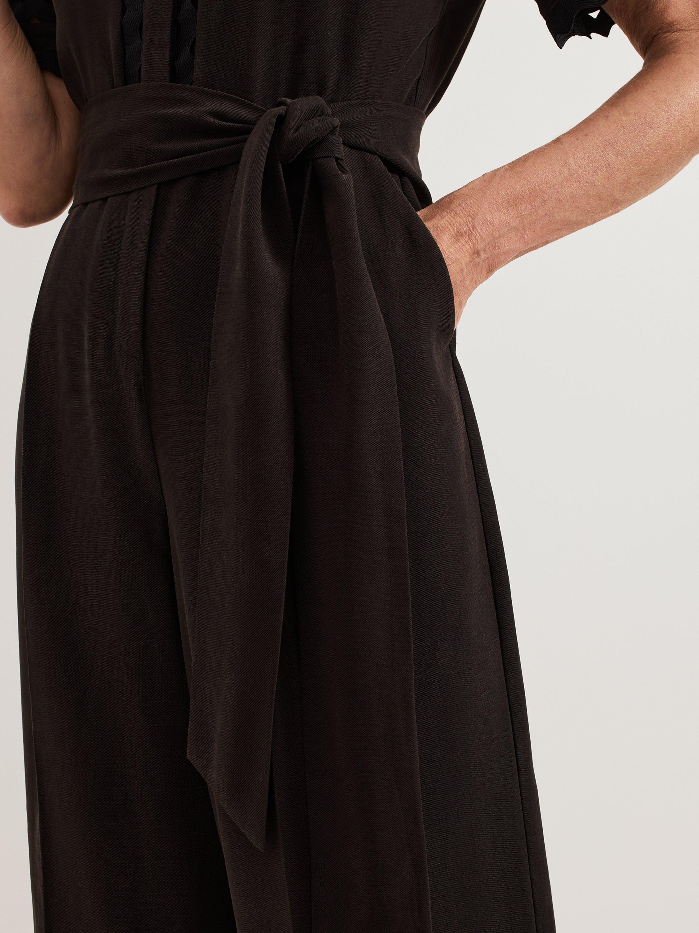 Product image 7 of 10, which shows Phase Eight Bloomfield Shirt Jumpsuit containing TENCEL™ Lyocell, Black, 12