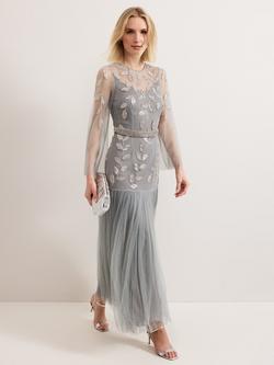 Phase Eight Collection 8 Trish Mesh Beaded Maxi Dress, Light Blue, Light Blue