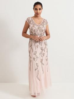 Phase Eight Collection 8 Petite Evonne Beaded Dress, Pale Pink, Pale Pink
