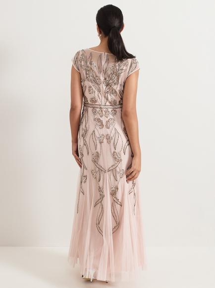 Phase Eight Collection 8 Petite Evonne Beaded Dress, Pale Pink - view 2, Pale Pink