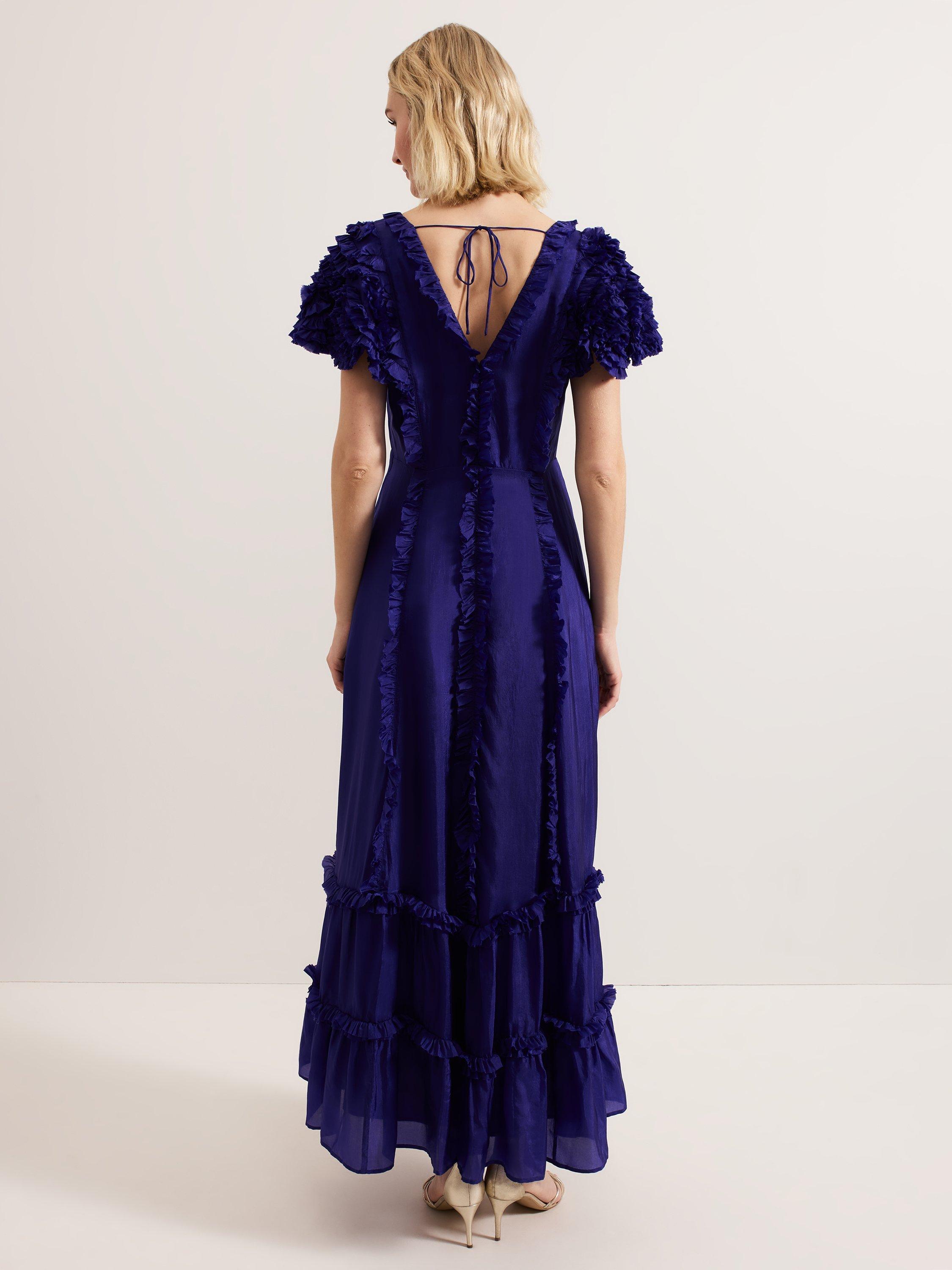 Product image 2 of 10, which shows Phase Eight Collection 8 Mary Kate Ruffle Maxi Dress, Mid Purple, 6