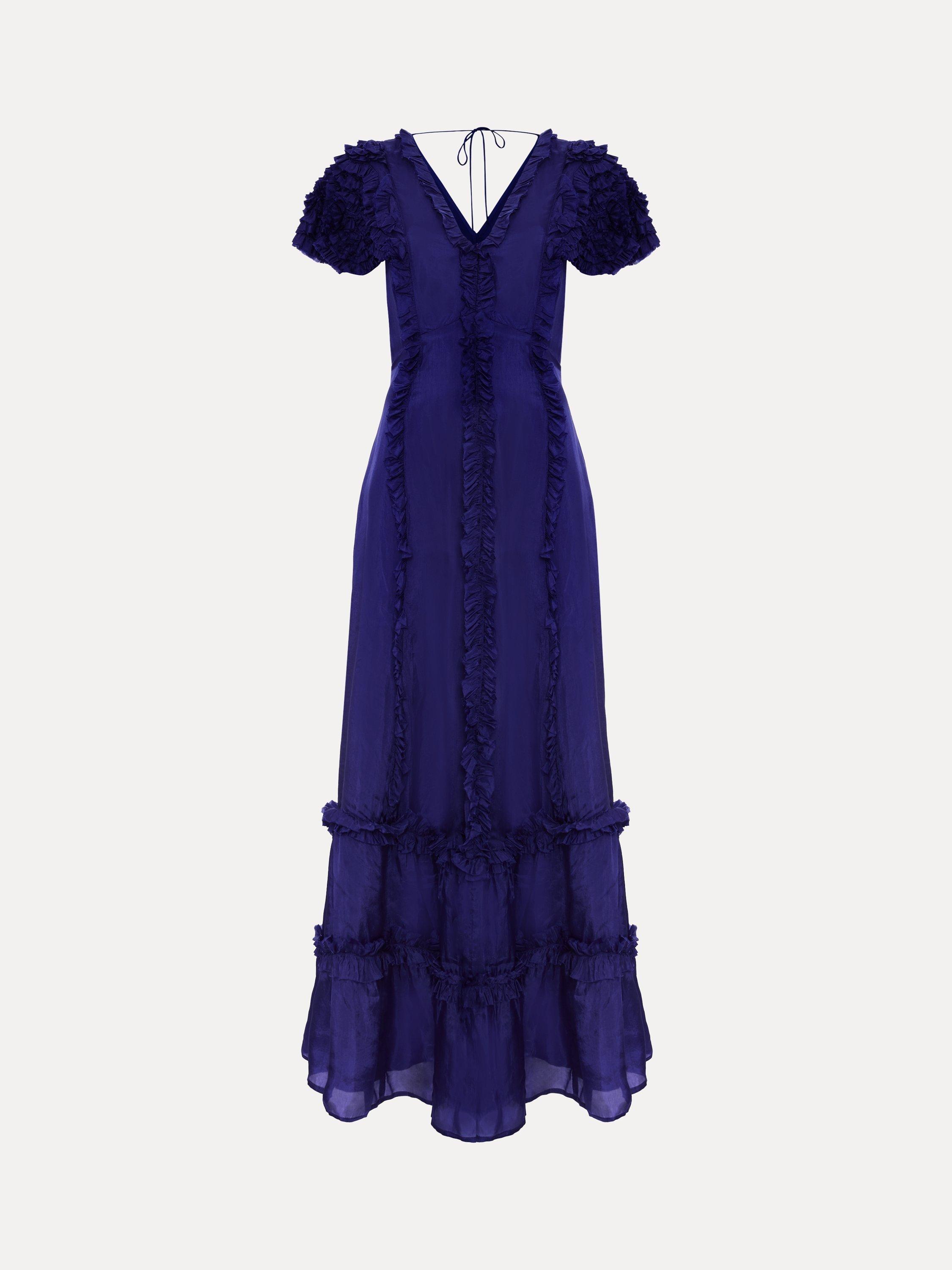 Product image 5 of 10, which shows Phase Eight Collection 8 Mary Kate Ruffle Maxi Dress, Mid Purple, 6
