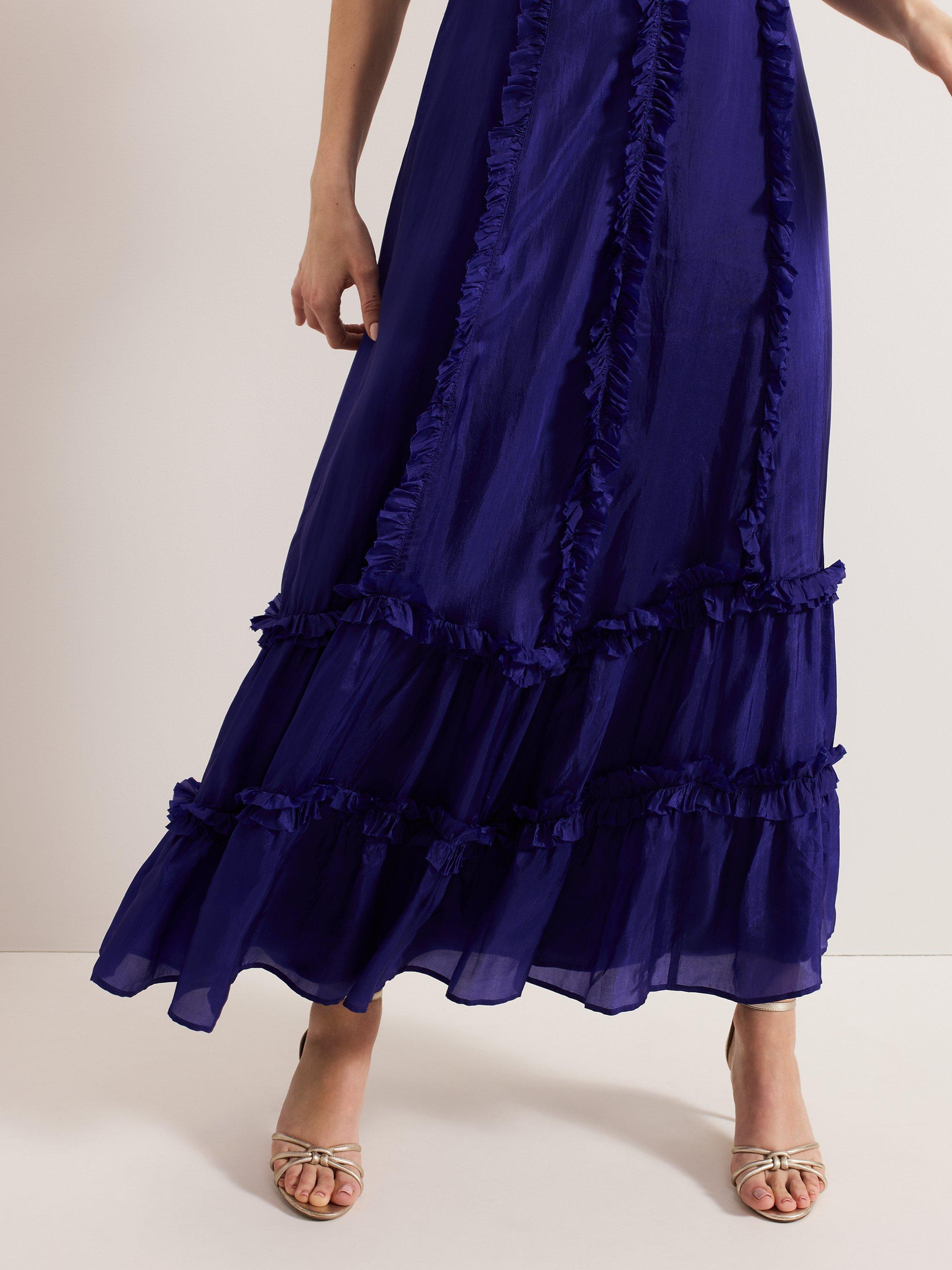 Product image 7 of 10, which shows Phase Eight Collection 8 Mary Kate Ruffle Maxi Dress, Mid Purple, 6