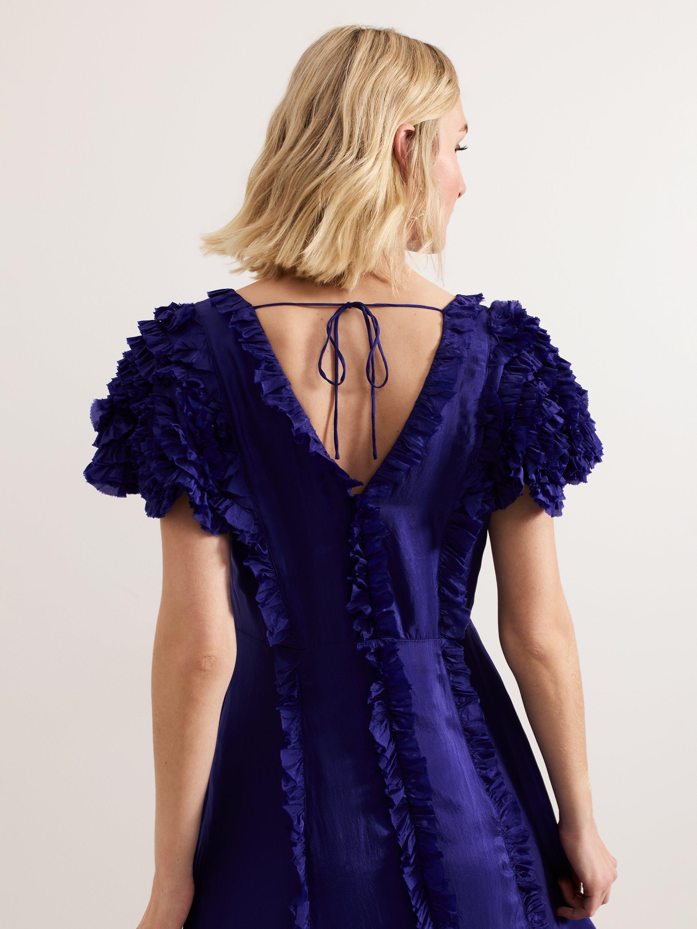 Product image 8 of 10, which shows Phase Eight Collection 8 Mary Kate Ruffle Maxi Dress, Mid Purple, 6