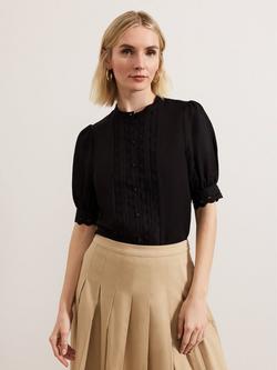 Phase Eight Ottilie Linen Rich Blouse, Black, Black