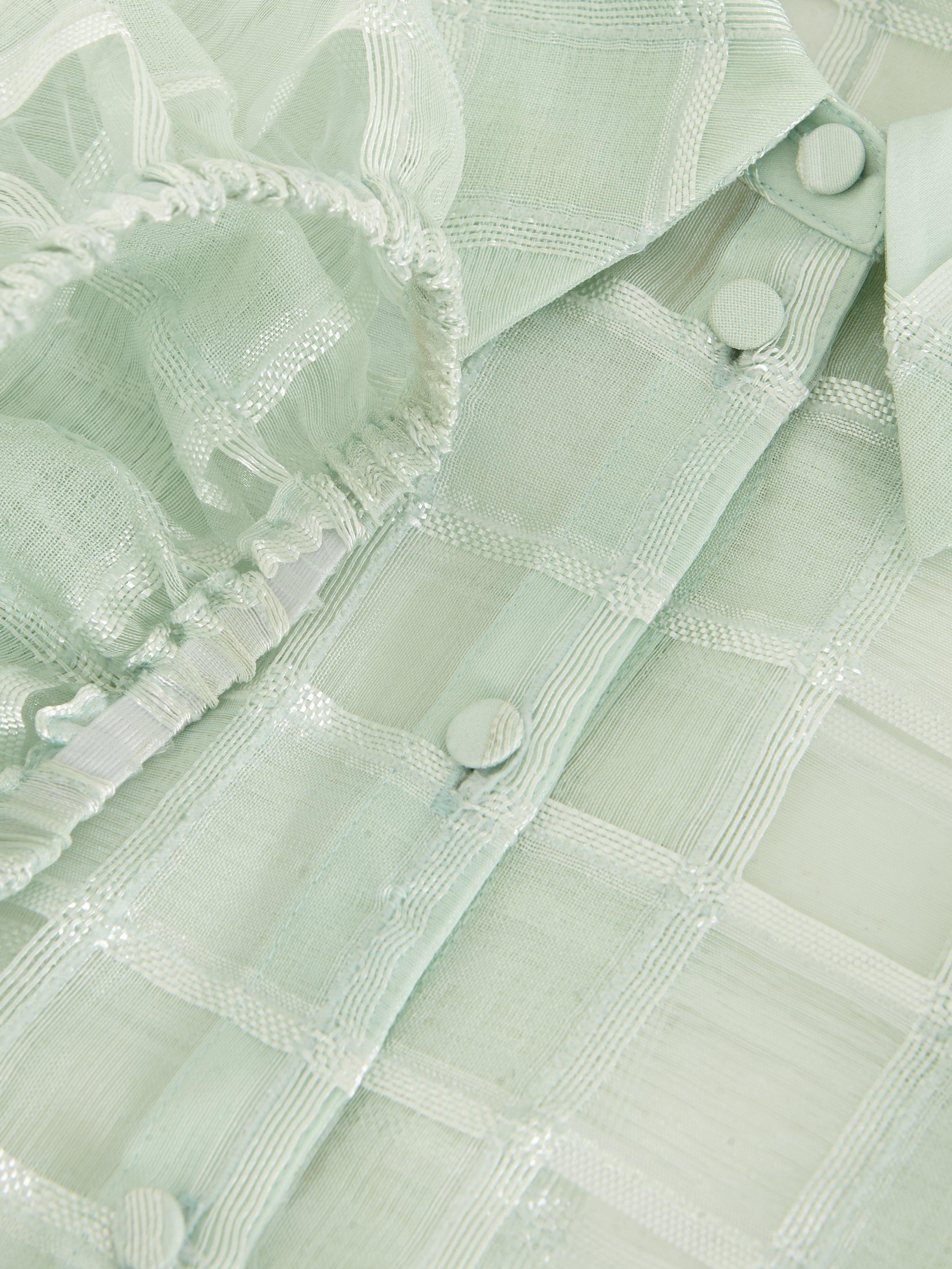 Product image 6 of 8, which shows Phase Eight Angie Check Semi Sheer Shirt, Green, 8
