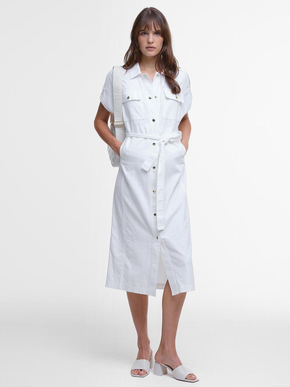 Product image 1 of 6, which shows Barbour International Harlow Midi Dress, White, L