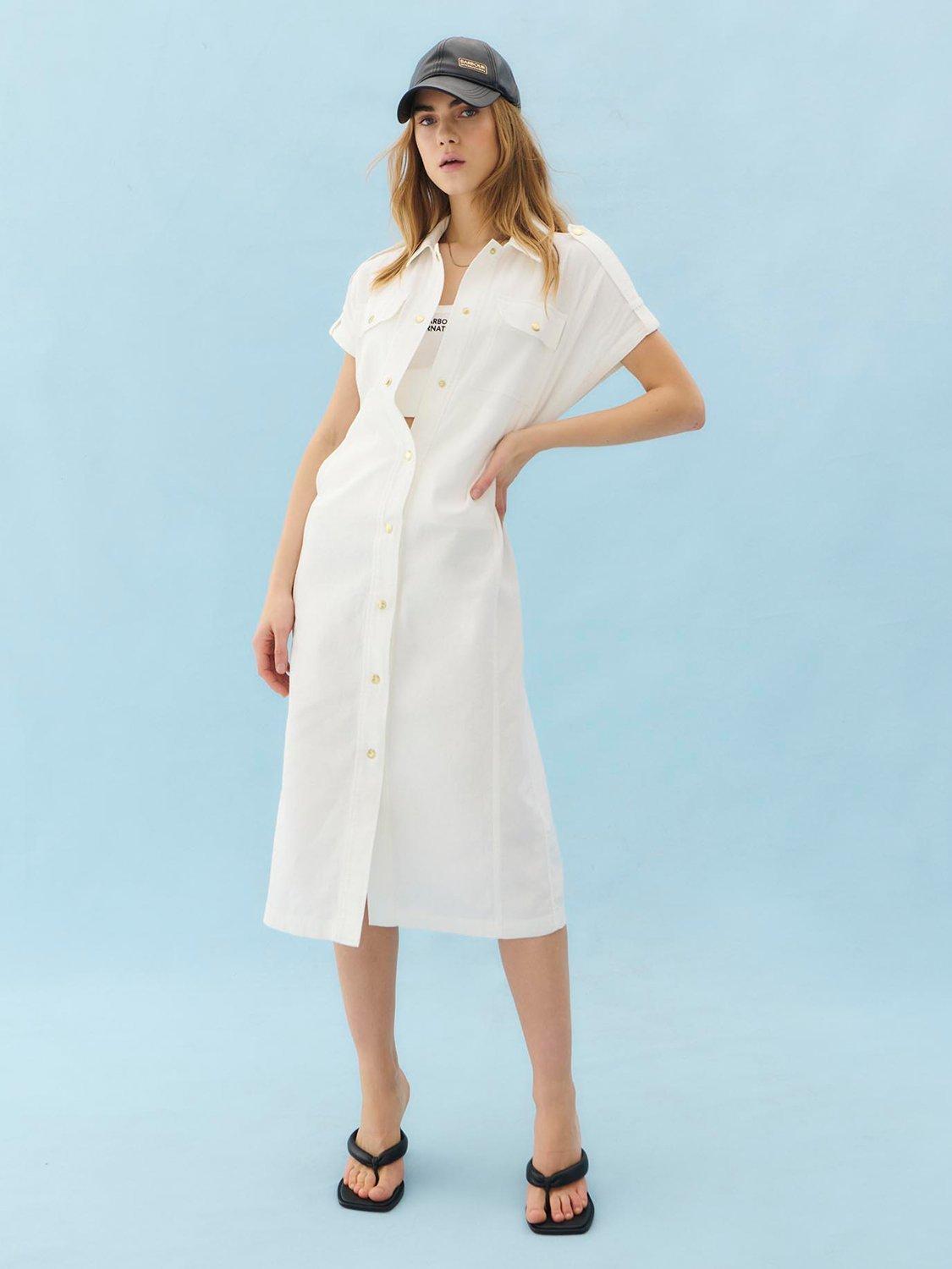 Product image 6 of 6, which shows Barbour International Harlow Midi Dress, White, L