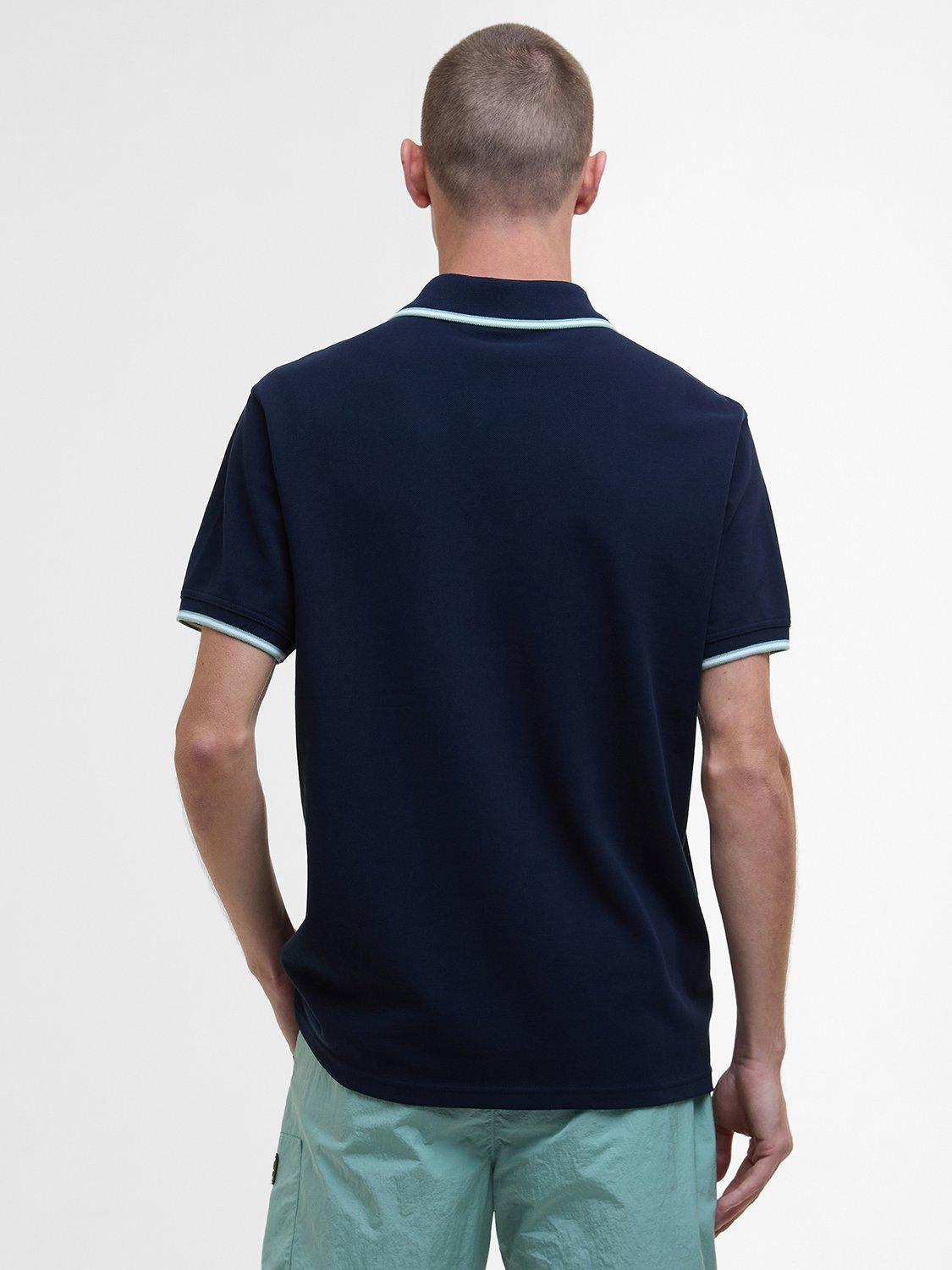 Product image 2 of 6, which shows Barbour International Evan Cotton Regular Fit Short Sleeve Polo Shirt, Navy, XXL