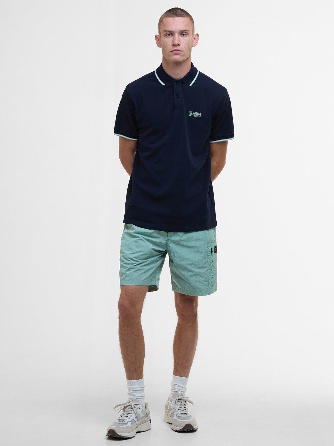 Product image 3 of 6, which shows Barbour International Evan Cotton Regular Fit Short Sleeve Polo Shirt, Navy, XXL