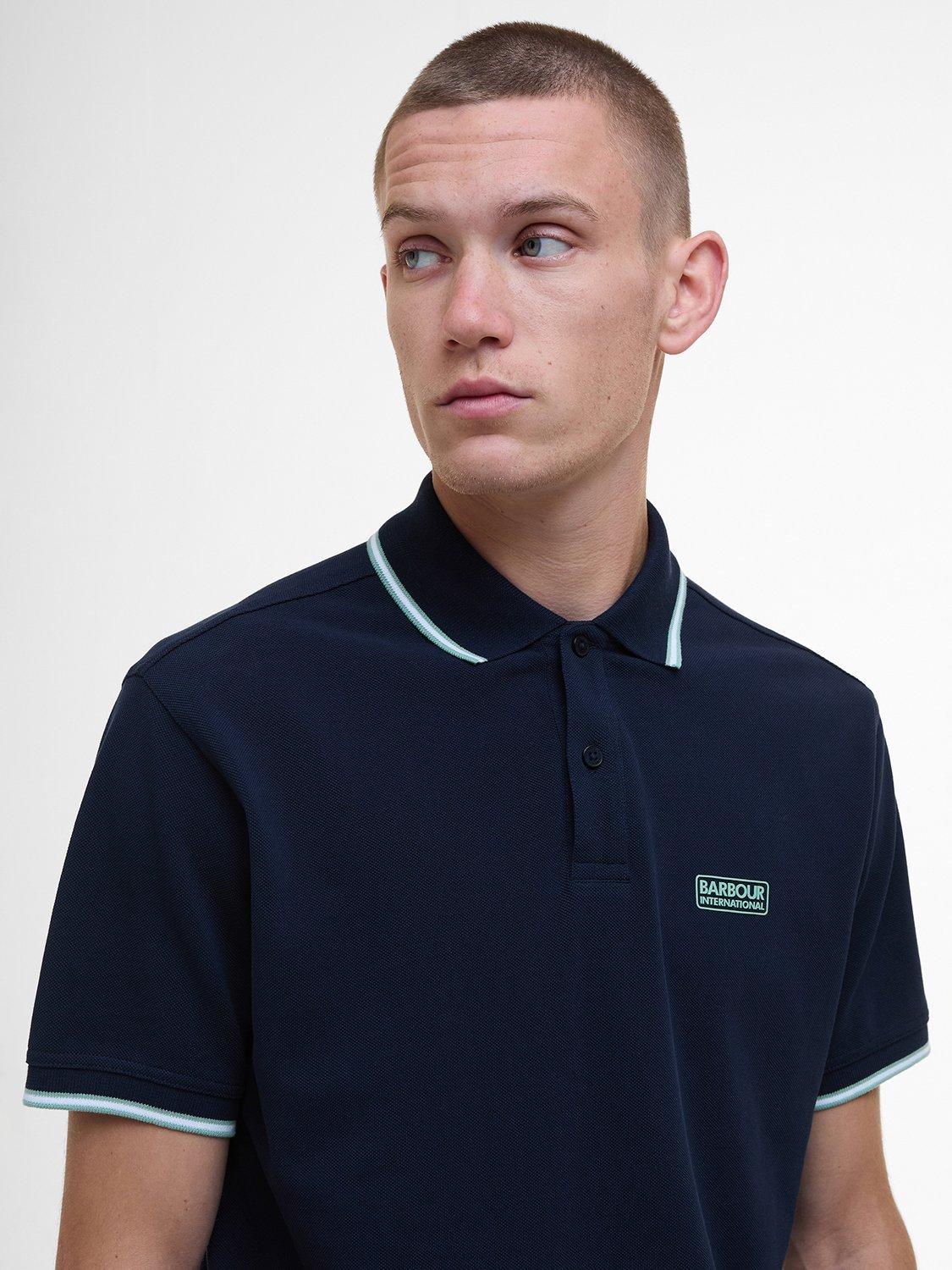 Product image 5 of 6, which shows Barbour International Evan Cotton Regular Fit Short Sleeve Polo Shirt, Navy, XXL