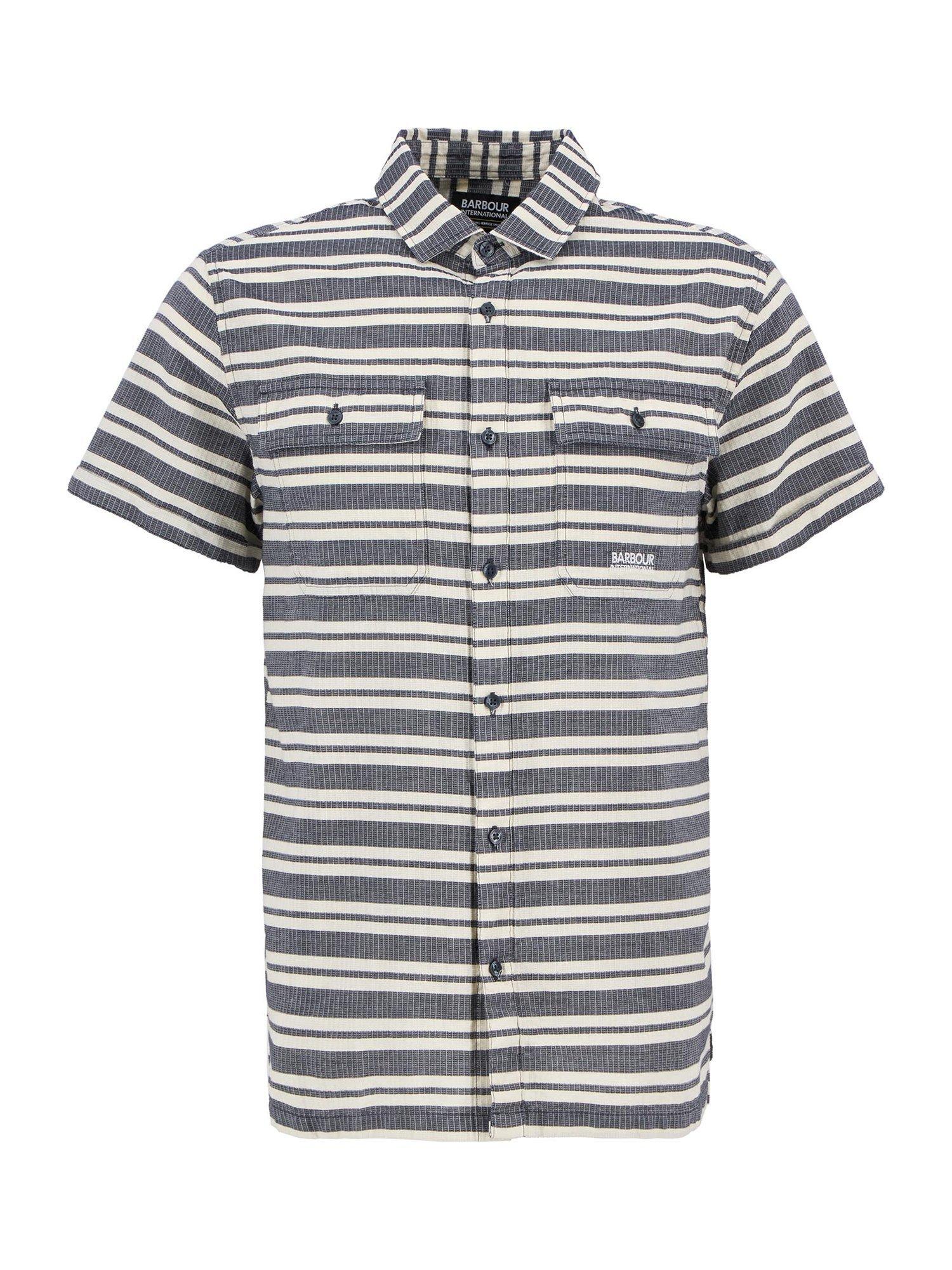 Product image 4 of 6, which shows Barbour International Joshua Striped Short-Sleeved Shirt, Navy/Multi, S
