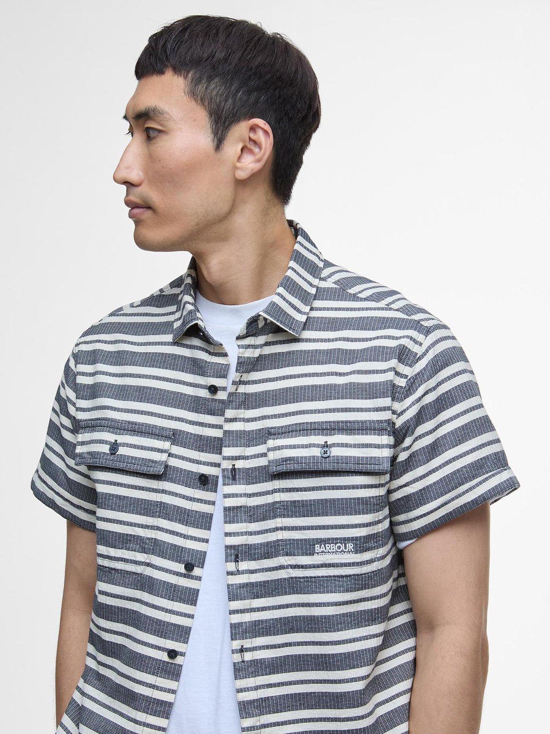 Product image 5 of 6, which shows Barbour International Joshua Striped Short-Sleeved Shirt, Navy/Multi, S