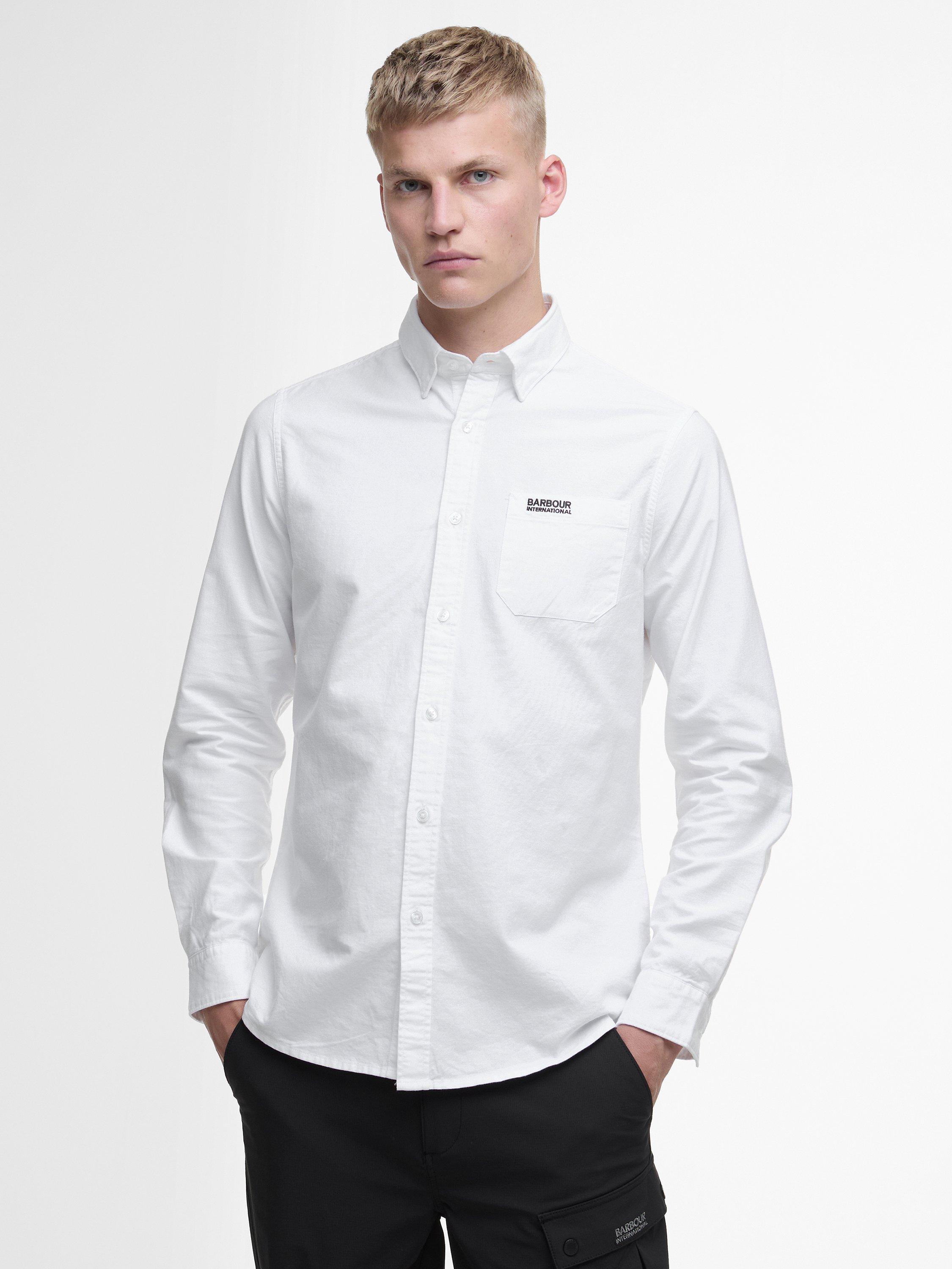 Product image 1 of 11, which shows Barbour International Kinetic Cotton Regular Fit Shirt, White, 5XL