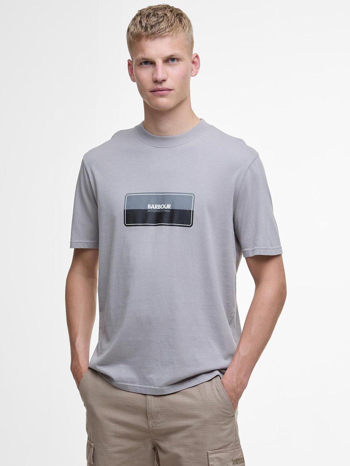 Barbour International Cotton Regular Fit Short Sleeve T-Shirt, Pale Slate