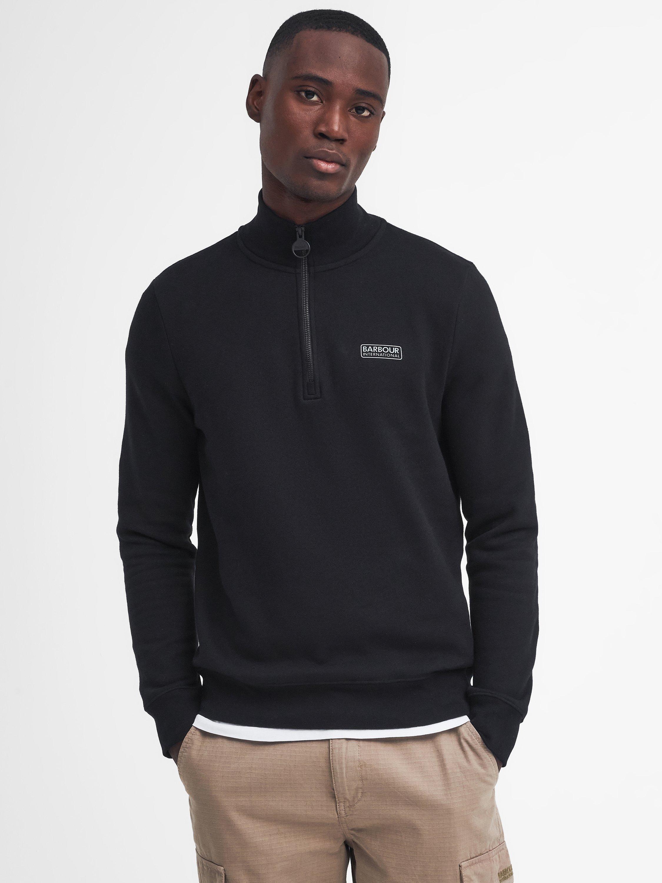 Barbour International Essential Half-Zip Sweatshirt, Black/Pewter