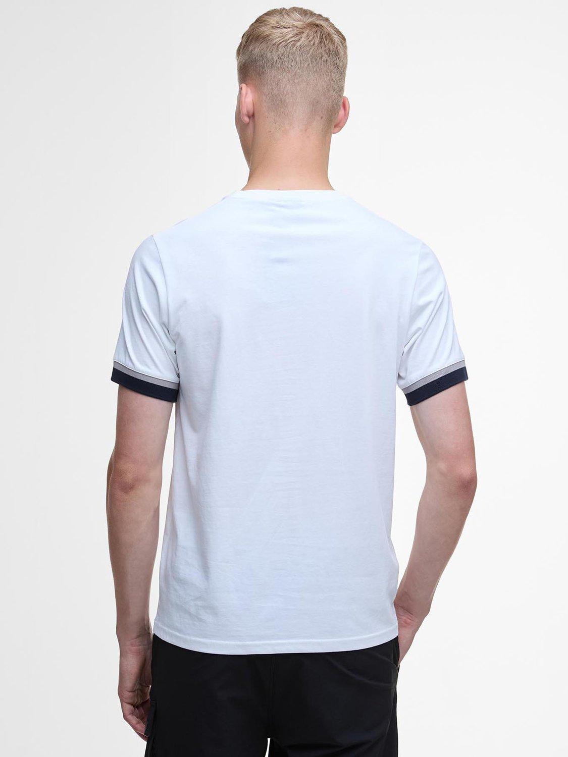 Product image 2 of 6, which shows Barbour International Deep Cuff Evan Tipped T-Shirt, White, L