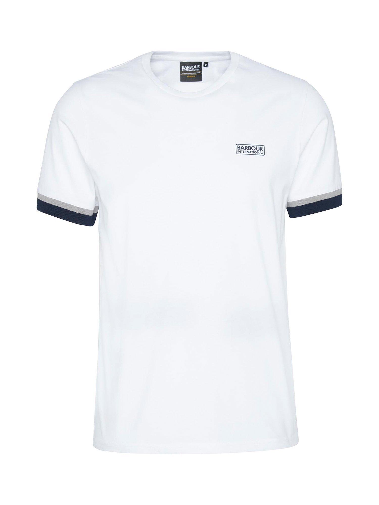 Product image 4 of 6, which shows Barbour International Deep Cuff Evan Tipped T-Shirt, White, L