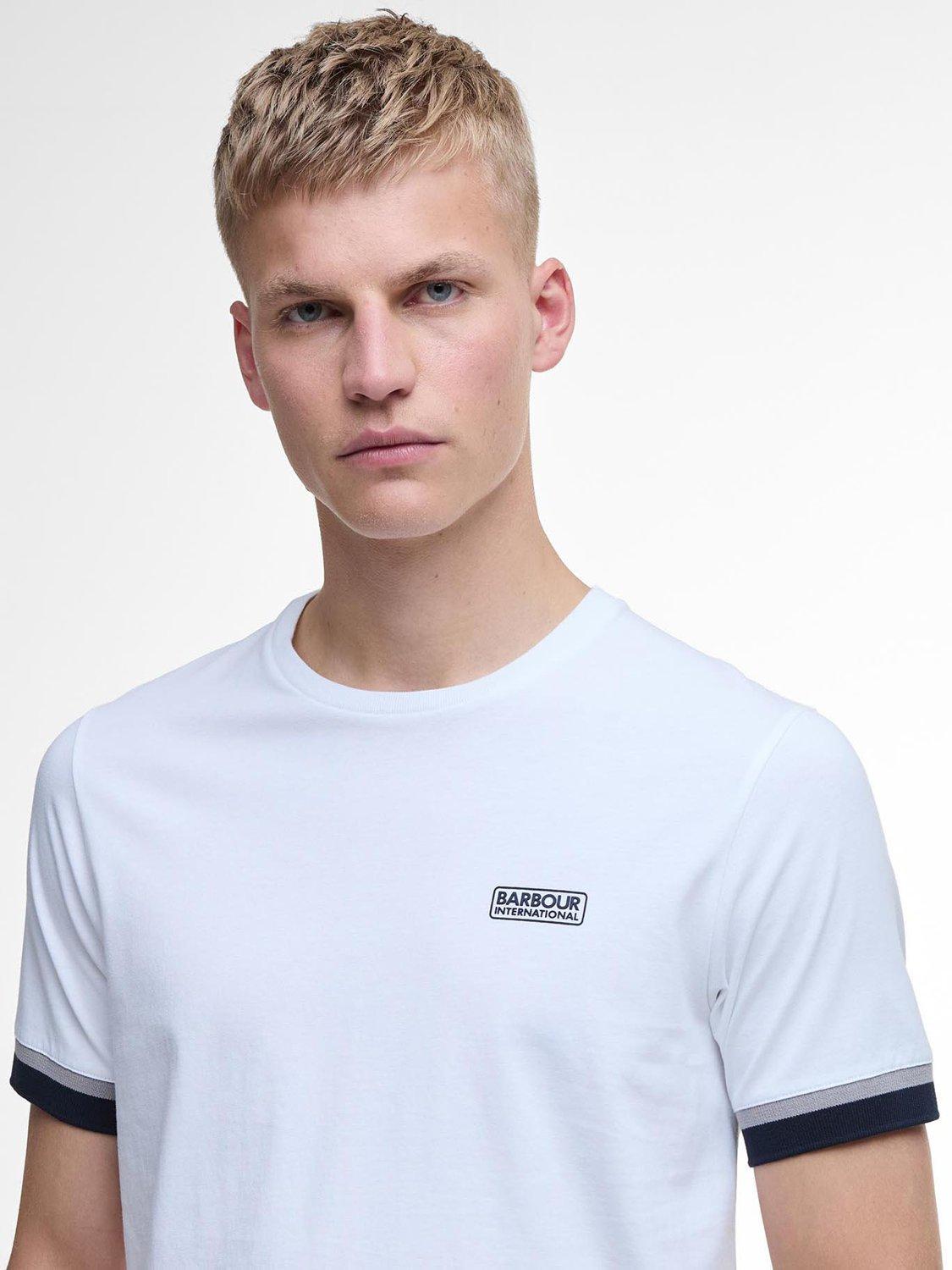 Product image 5 of 6, which shows Barbour International Deep Cuff Evan Tipped T-Shirt, White, L