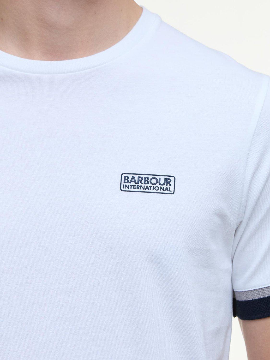 Product image 6 of 6, which shows Barbour International Deep Cuff Evan Tipped T-Shirt, White, L