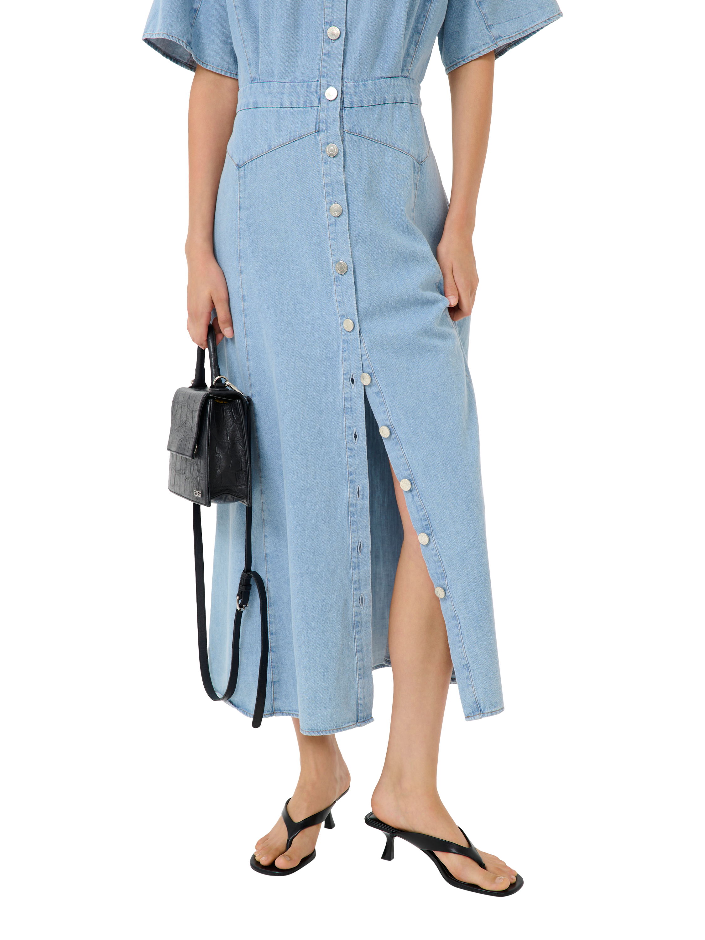 Product image 3 of 6, which shows Gestuz GZsauda Cotton Long Shirt Dress, Light Blue, 8