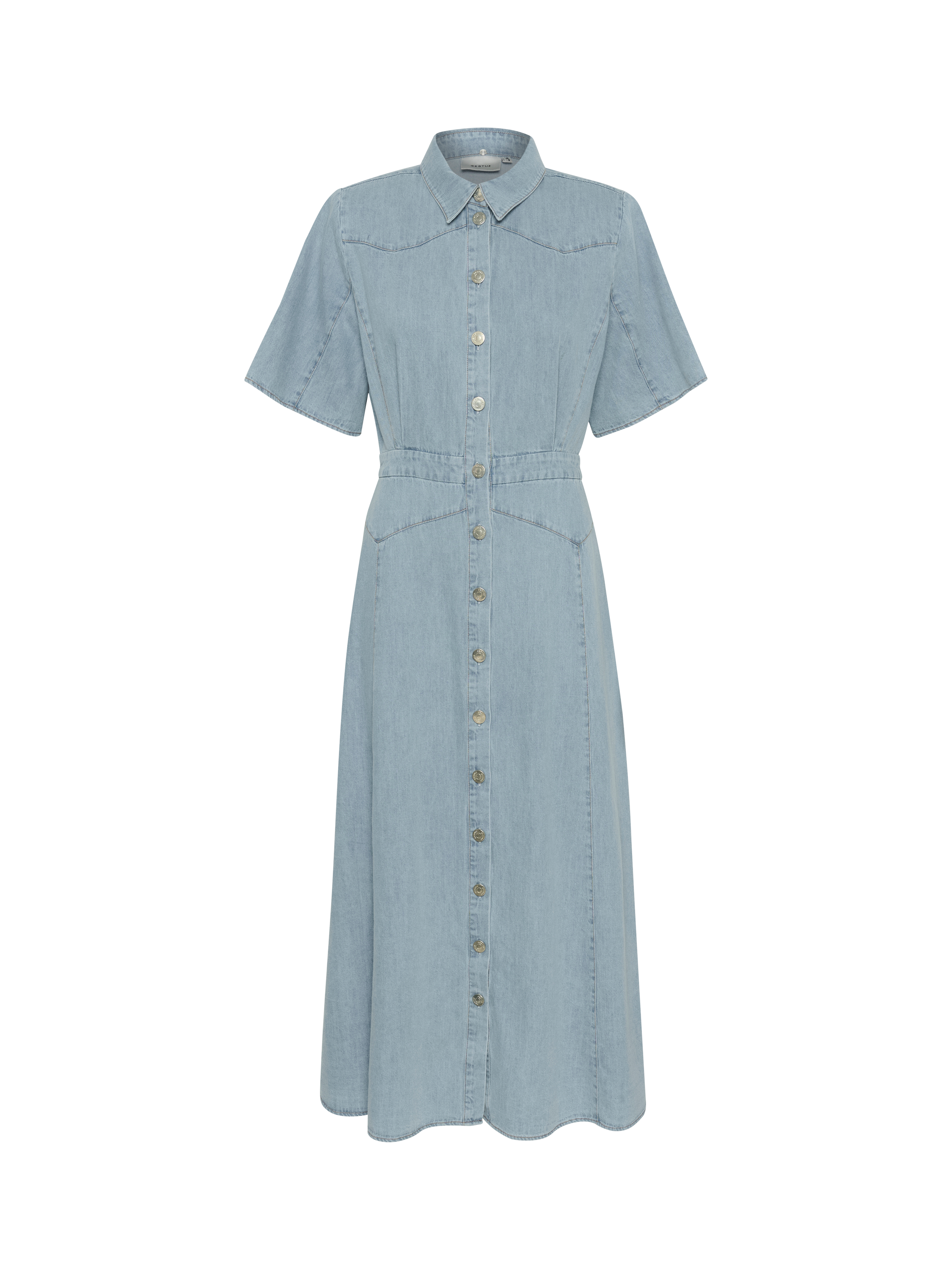 Product image 5 of 6, which shows Gestuz GZsauda Cotton Long Shirt Dress, Light Blue, 8