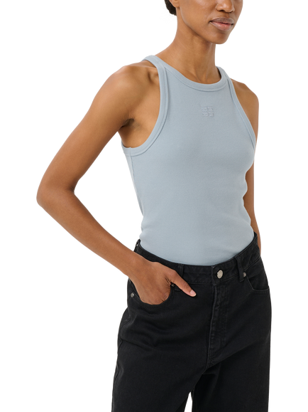 Gestuz GZdrew Cotton Blend Tank Top, Grey Blue