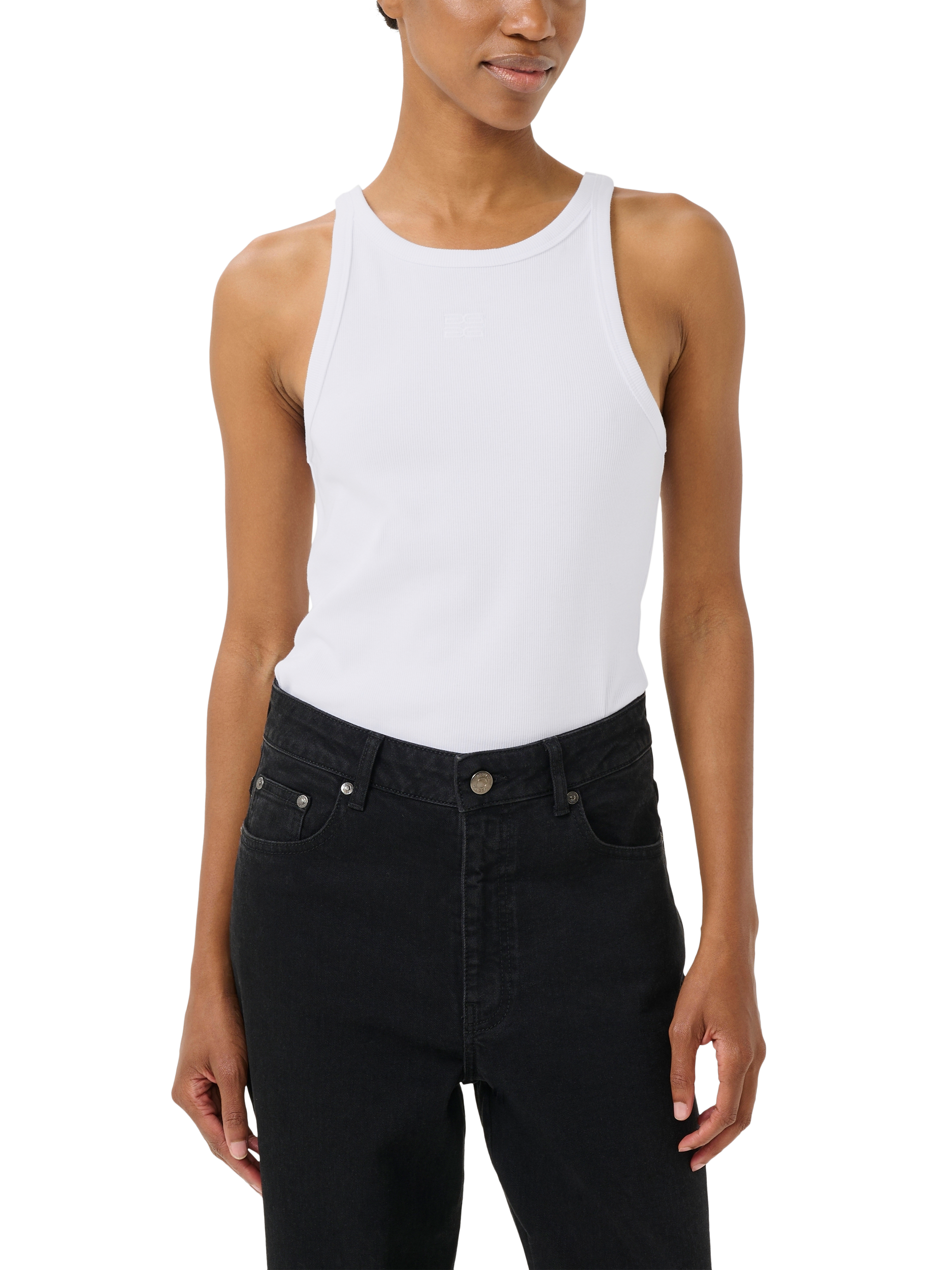 Product image 1 of 6, which shows Gestuz GZdrew Cotton Blend Tank Top, Bright White, XXS
