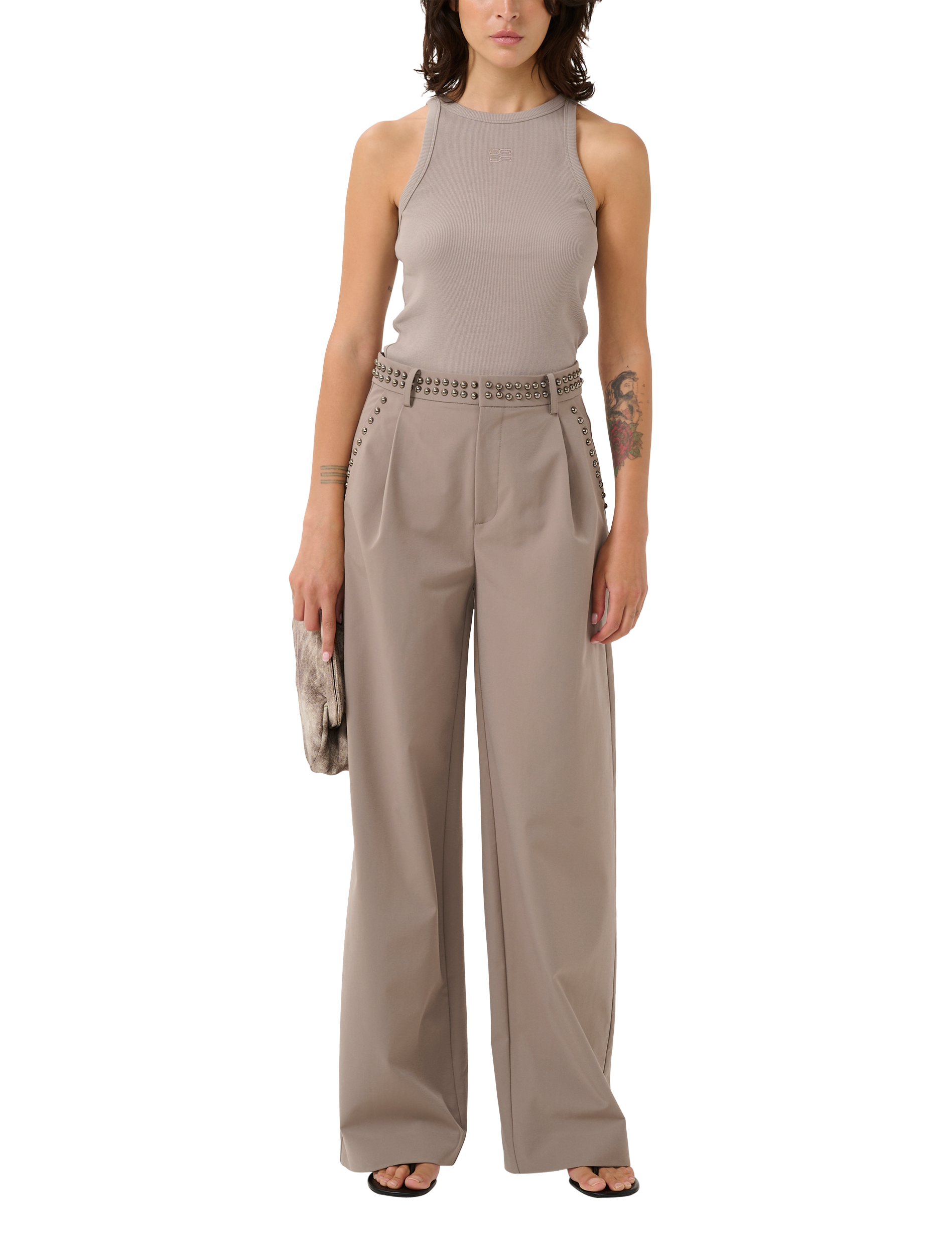 Product image 3 of 6, which shows Gestuz GZdrew Cotton Blend Tank Top, Rock Ridge, XXS