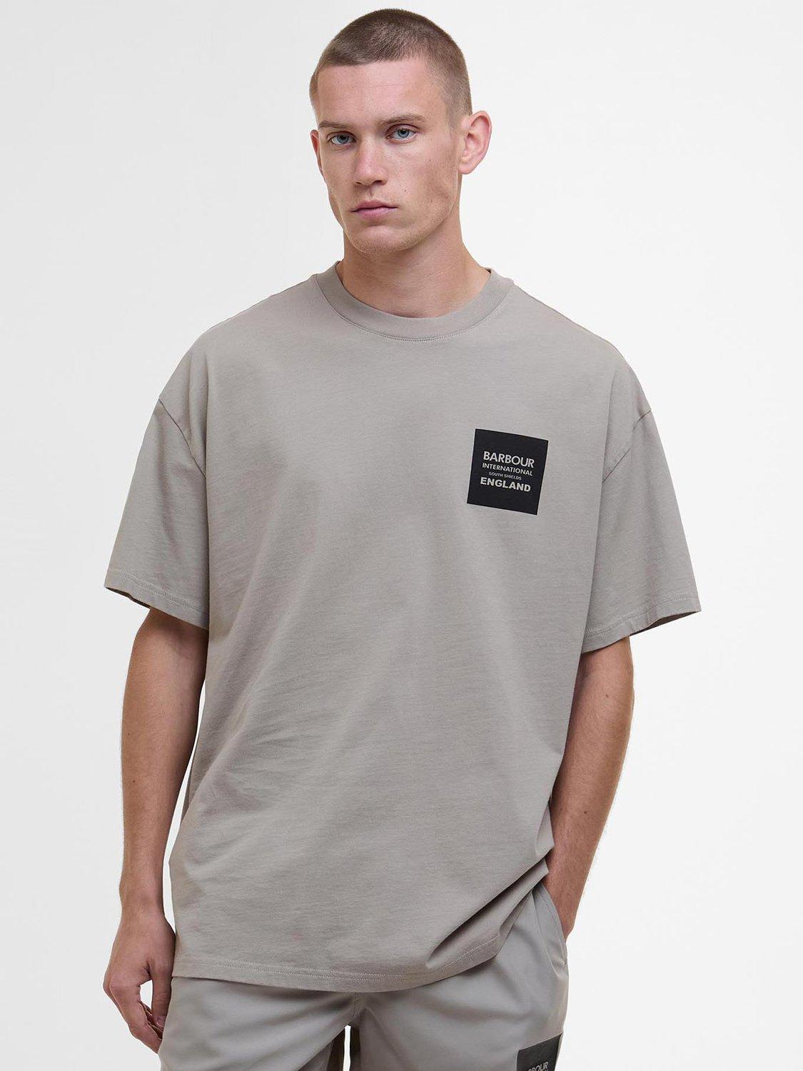 Product image 1 of 6, which shows Barbour International Micro Block Graphic T-Shirt, Concrete, S