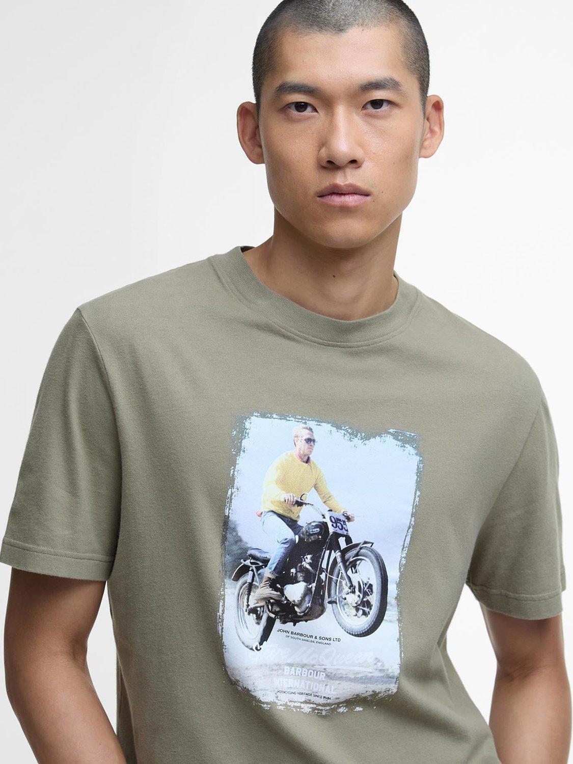 Product image 5 of 5, which shows Barbour International Coster Graphic T-Shirt, Bleached Olive, L