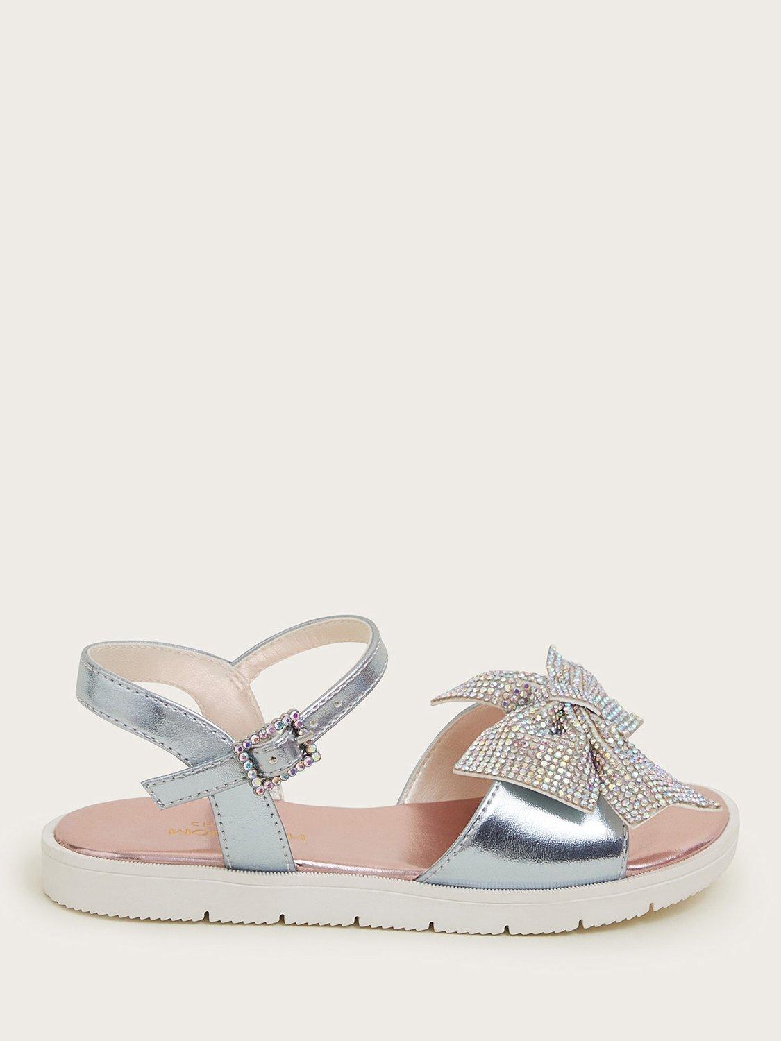 Product image 1 of 3, which shows Monsoon Kids' Metallic Bow Sandals, Multi, 7 Jnr