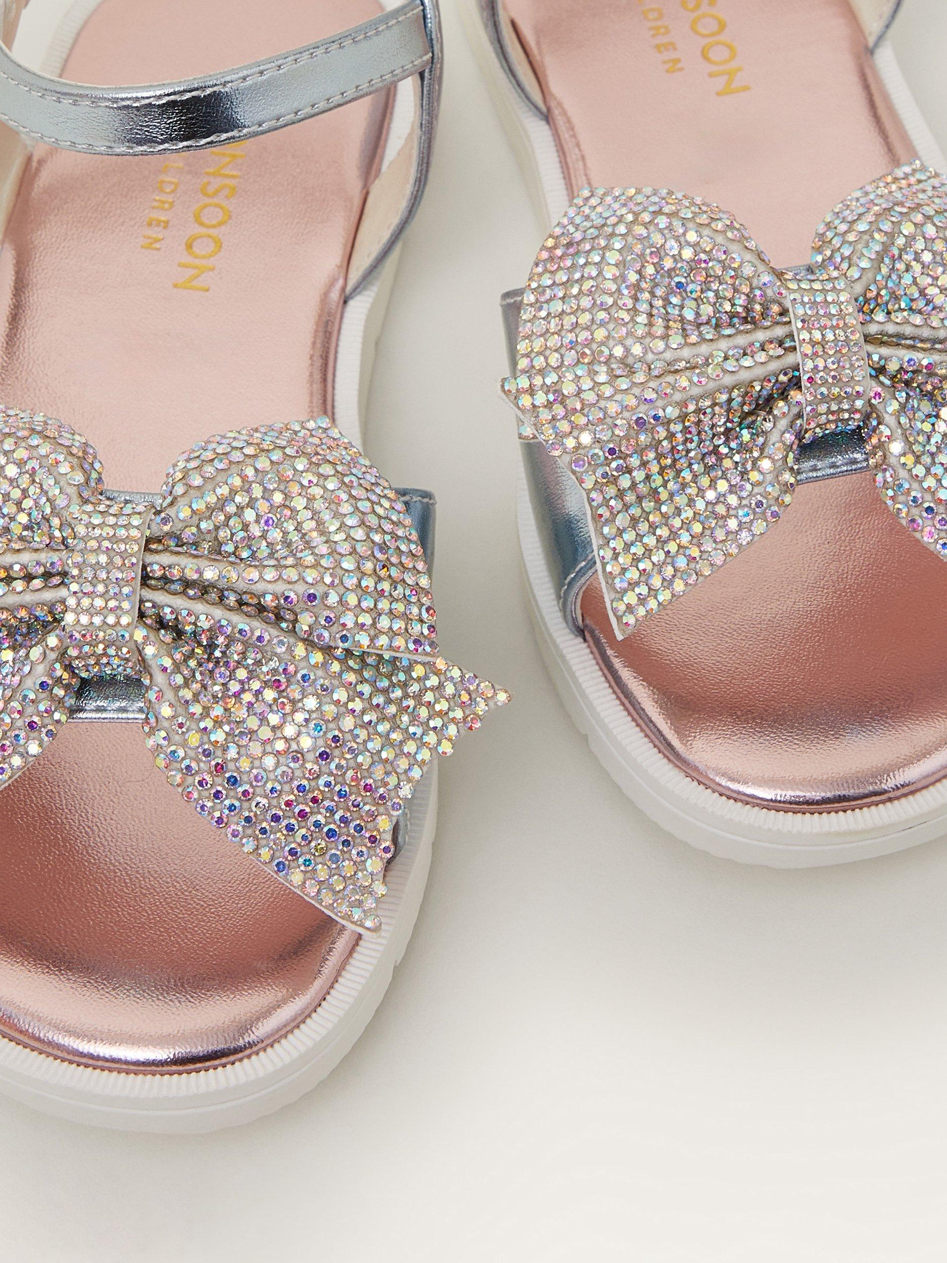 Product image 3 of 3, which shows Monsoon Kids' Metallic Bow Sandals, Multi, 7 Jnr