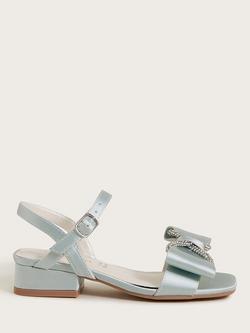 Monsoon Kids' Bow Heeled Party Sandals, Green, Green