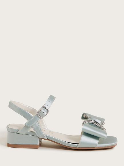 Monsoon Kids' Bow Heeled Party Sandals, Green, Green