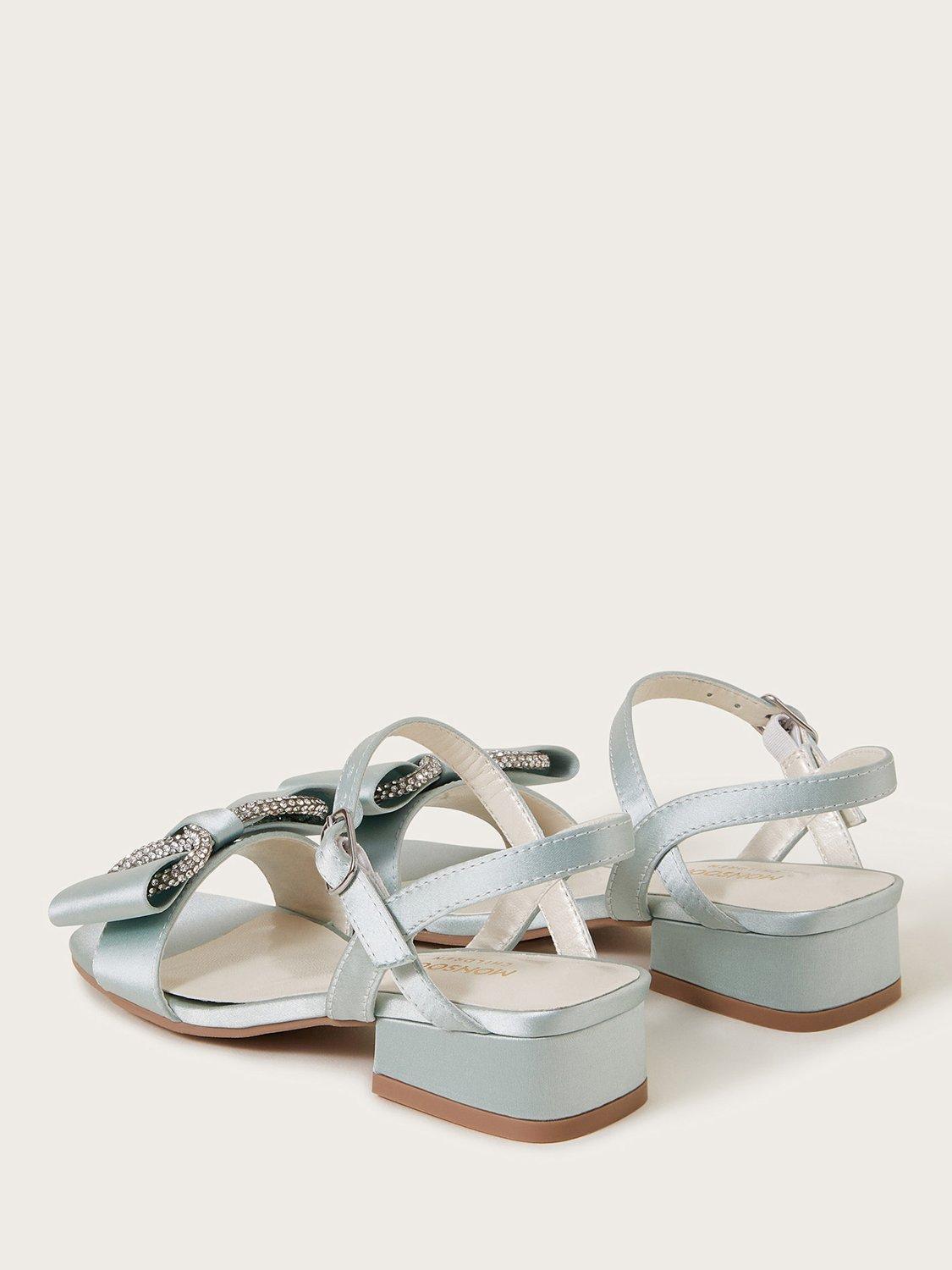 Product image 3 of 3, which shows Monsoon Kids' Bow Heeled Party Sandals, Green, 7 Jnr