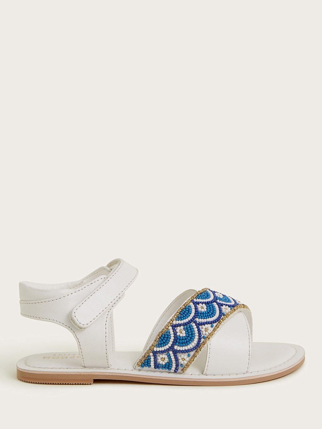 Product image 1 of 3, which shows Monsoon Kids' Santorini Beaded Sandals, Multi, 4