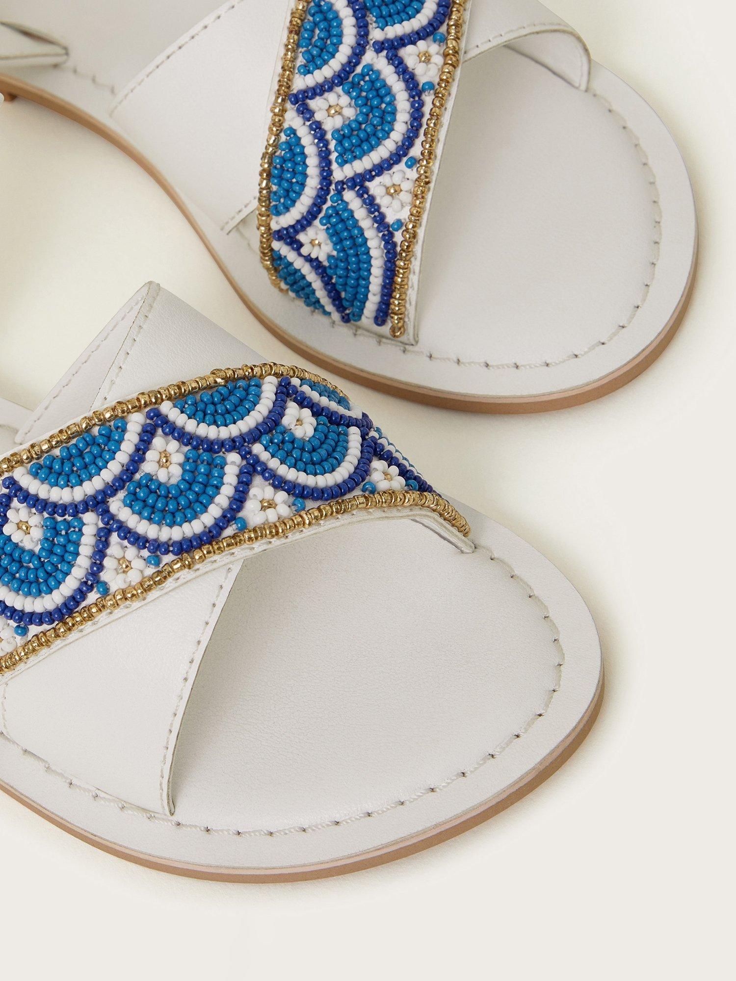 Product image 3 of 3, which shows Monsoon Kids' Santorini Beaded Sandals, Multi, 4
